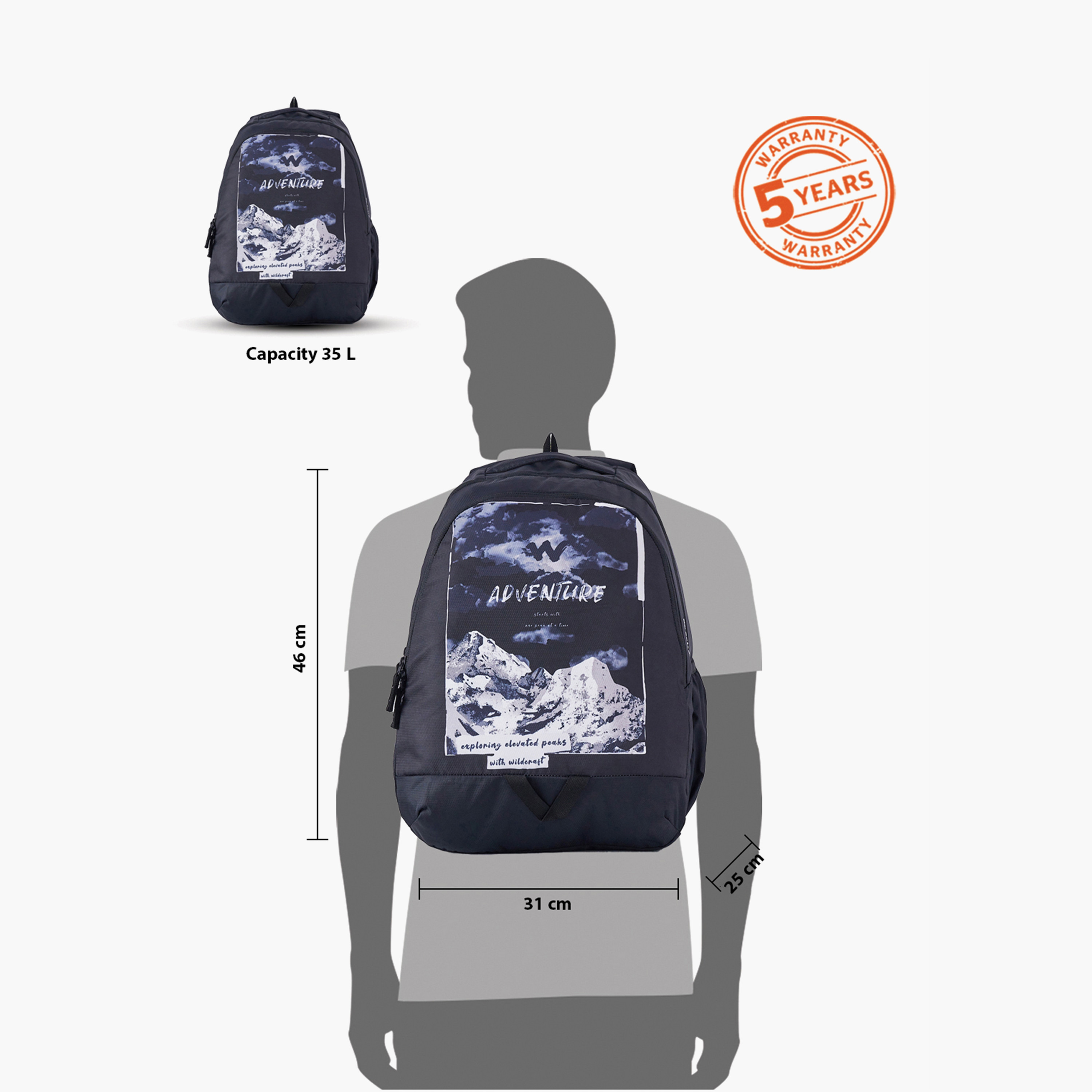 شنطة ظهر مدرسية بطبعات وحمّالات كتف قابلة للتعديل من وايلدكرافت - 25×31×46 سم-school-bagsandbackpacks-backpacks-image-13