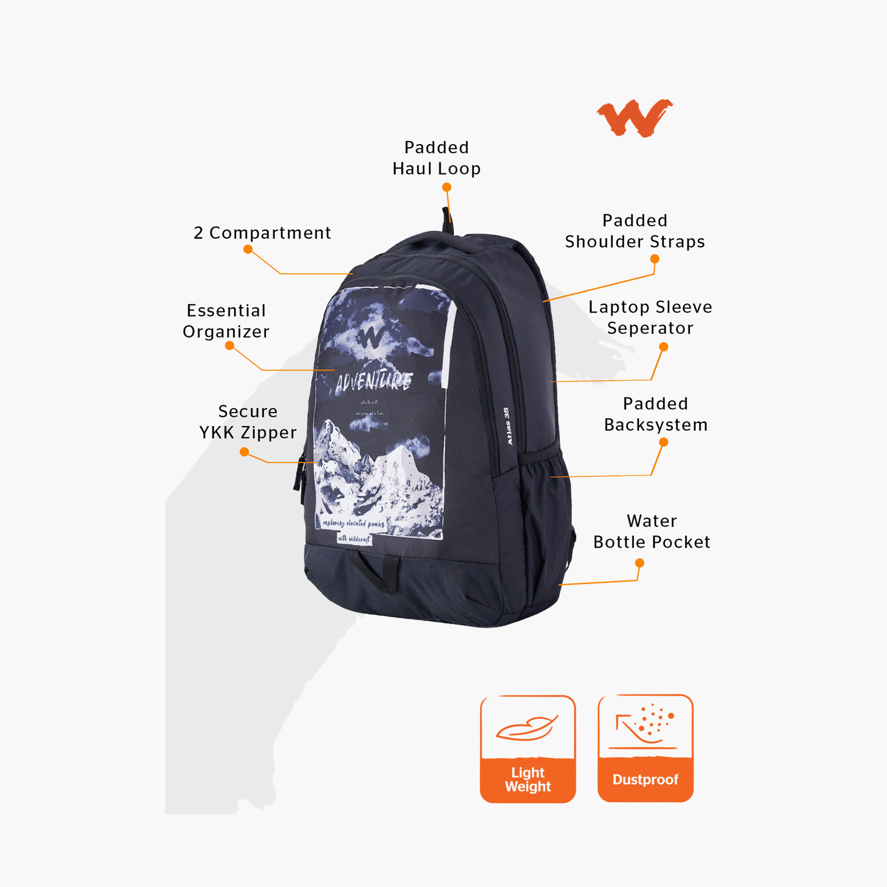 شنطة ظهر مدرسية بطبعات وحمّالات كتف قابلة للتعديل من وايلدكرافت - 25×31×46 سم-school-bagsandbackpacks-backpacks-image-2