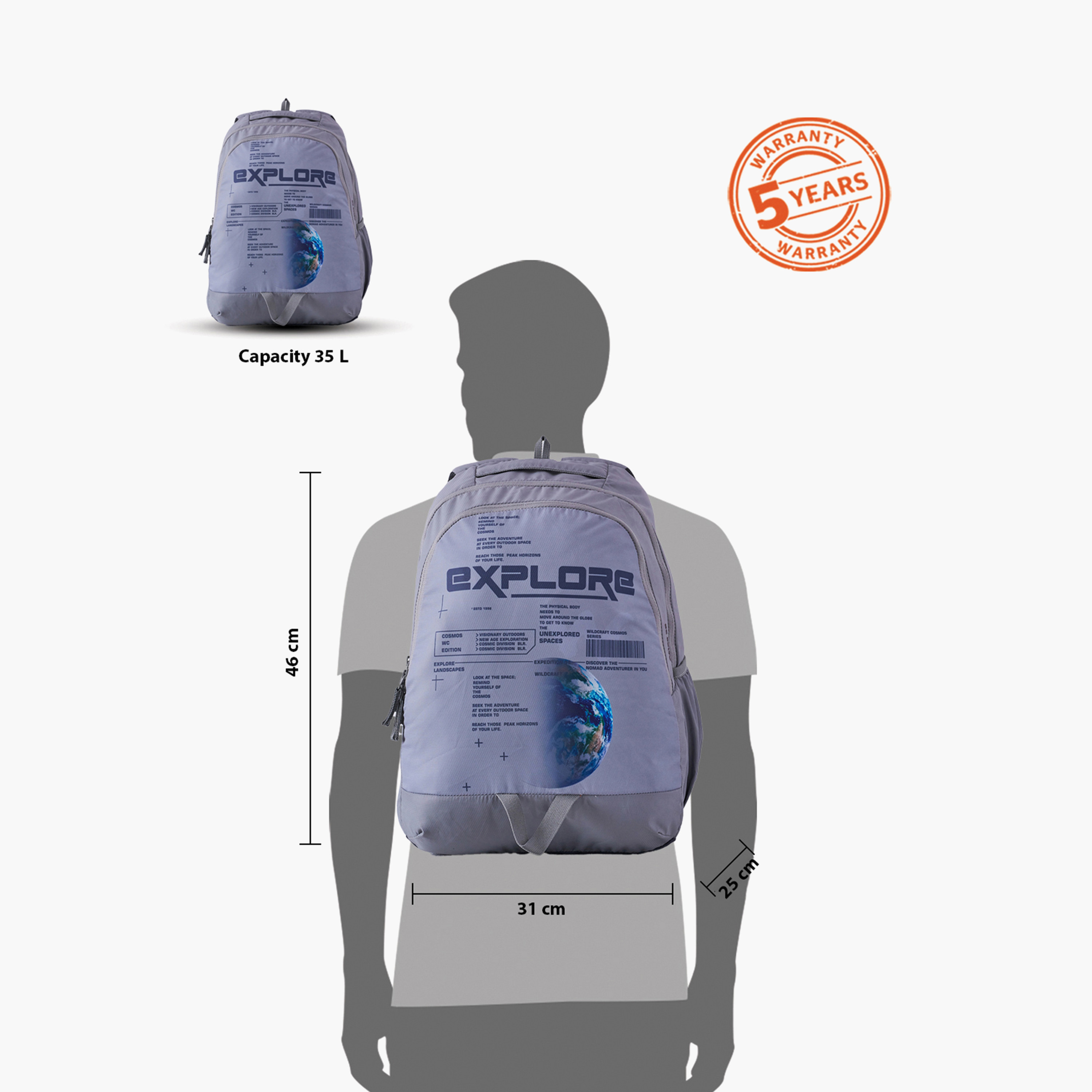 شنطة مدرسية بطبعات وحمالات كتف قابلة للتعديل من وايلدكرافت - 25×31×46 سم-school-bagsandbackpacks-backpacks-image-13