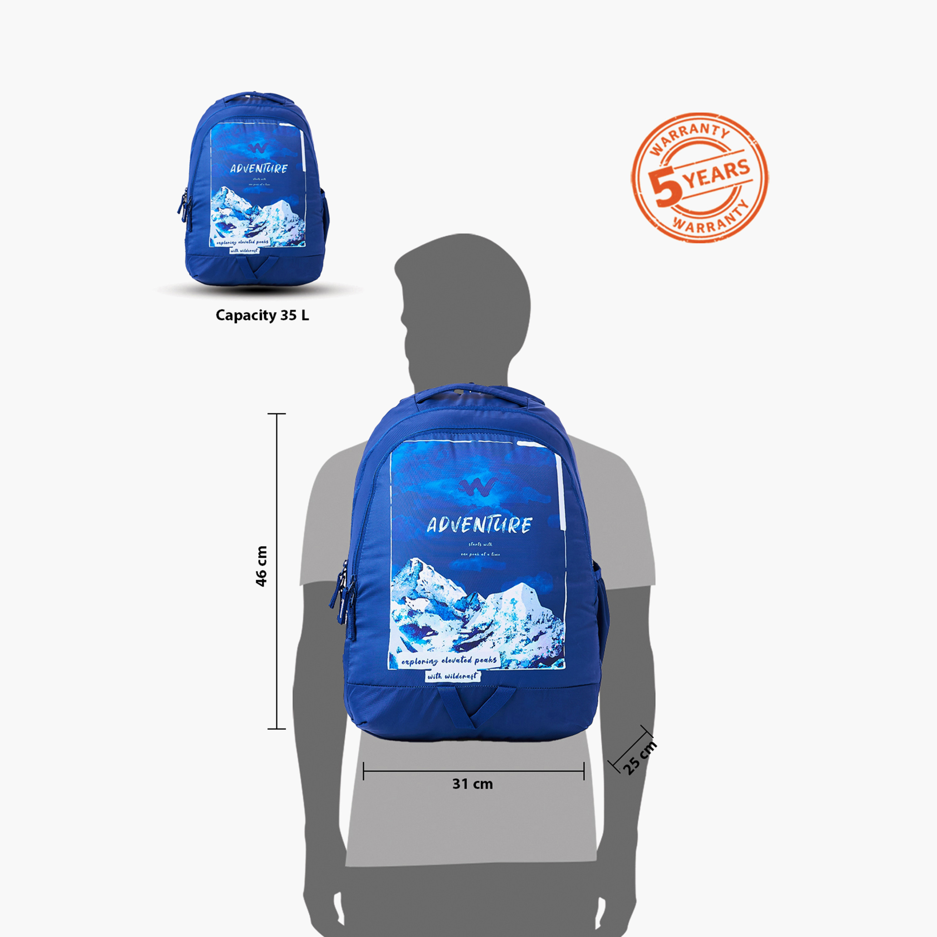 شنطة مدرسية بطبعات جرافيك وحمالات كتف قابلة للتعديل من وايلدكرافت - 25×31×46 سم-school-bagsandbackpacks-backpacks-image-13