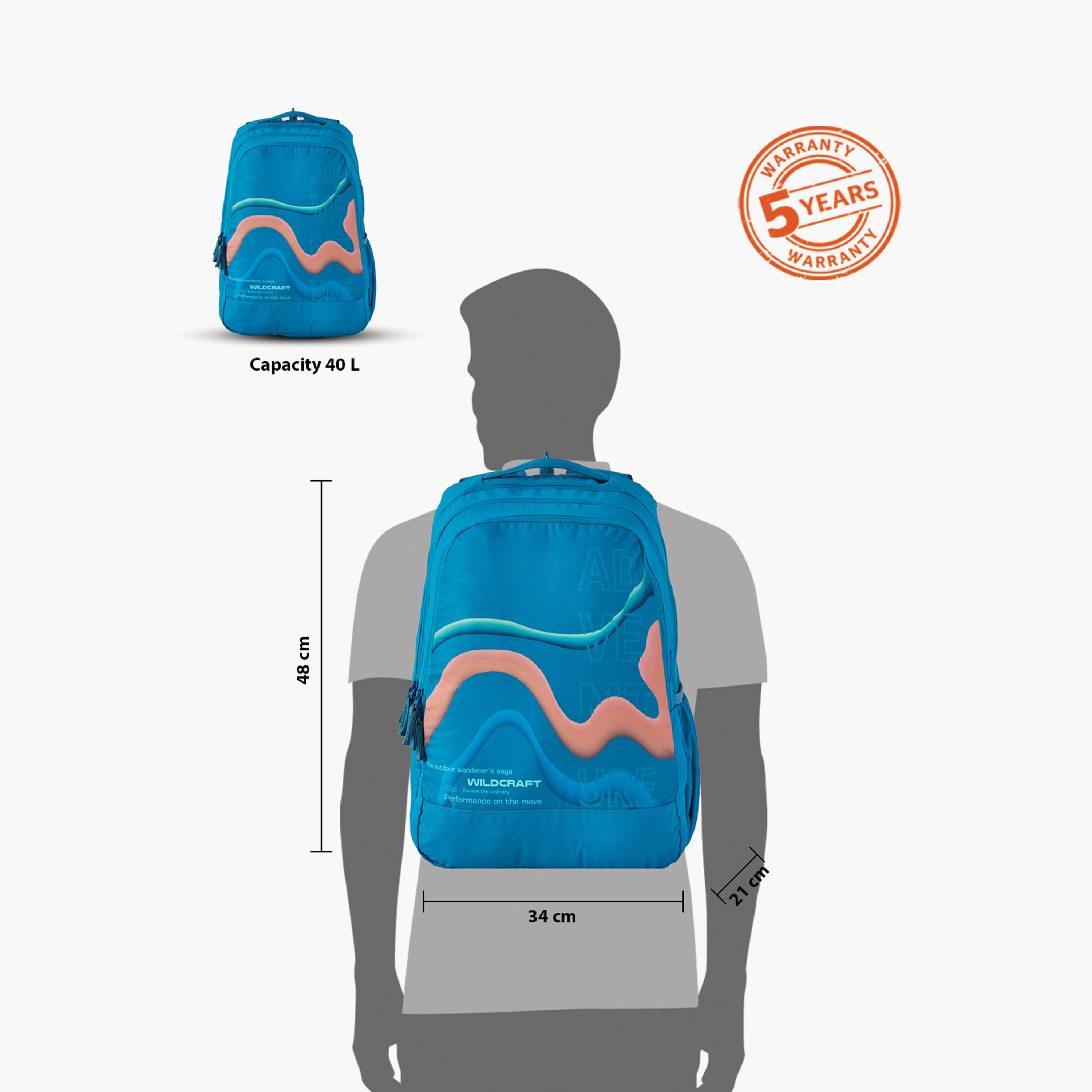 شنطة مدرسية بطبعات جرافيك وحمالات كتف قابلة للتعديل من وايلدكرافت - 21×34×48 سم-school-bagsandbackpacks-backpacks-image-12