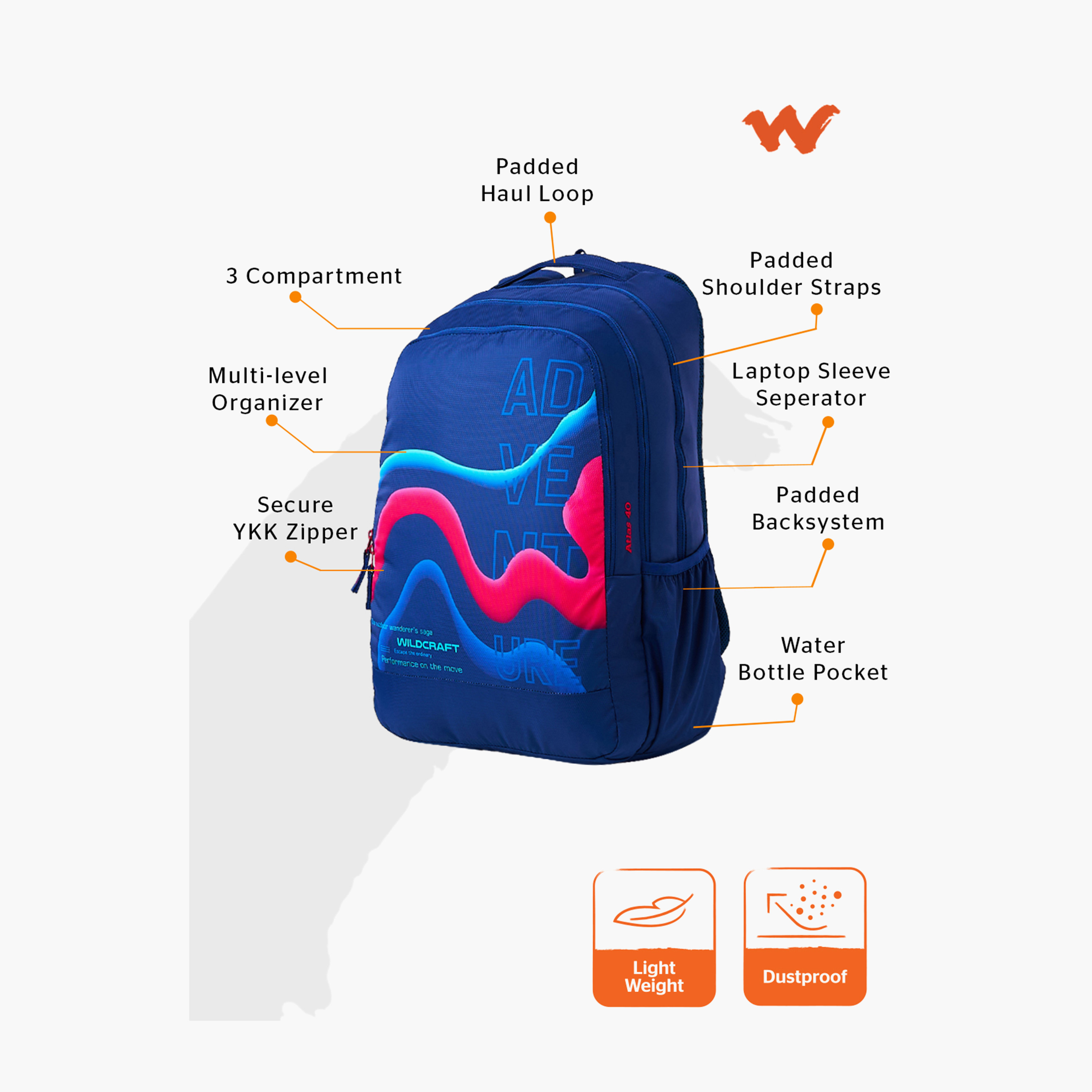 شنطة مدرسية بطبعات جرافيك بحمالات كتف قابلة للتعديل من وايلدكرافت - 21×34×48 سم-school-bagsandbackpacks-backpacks-image-12