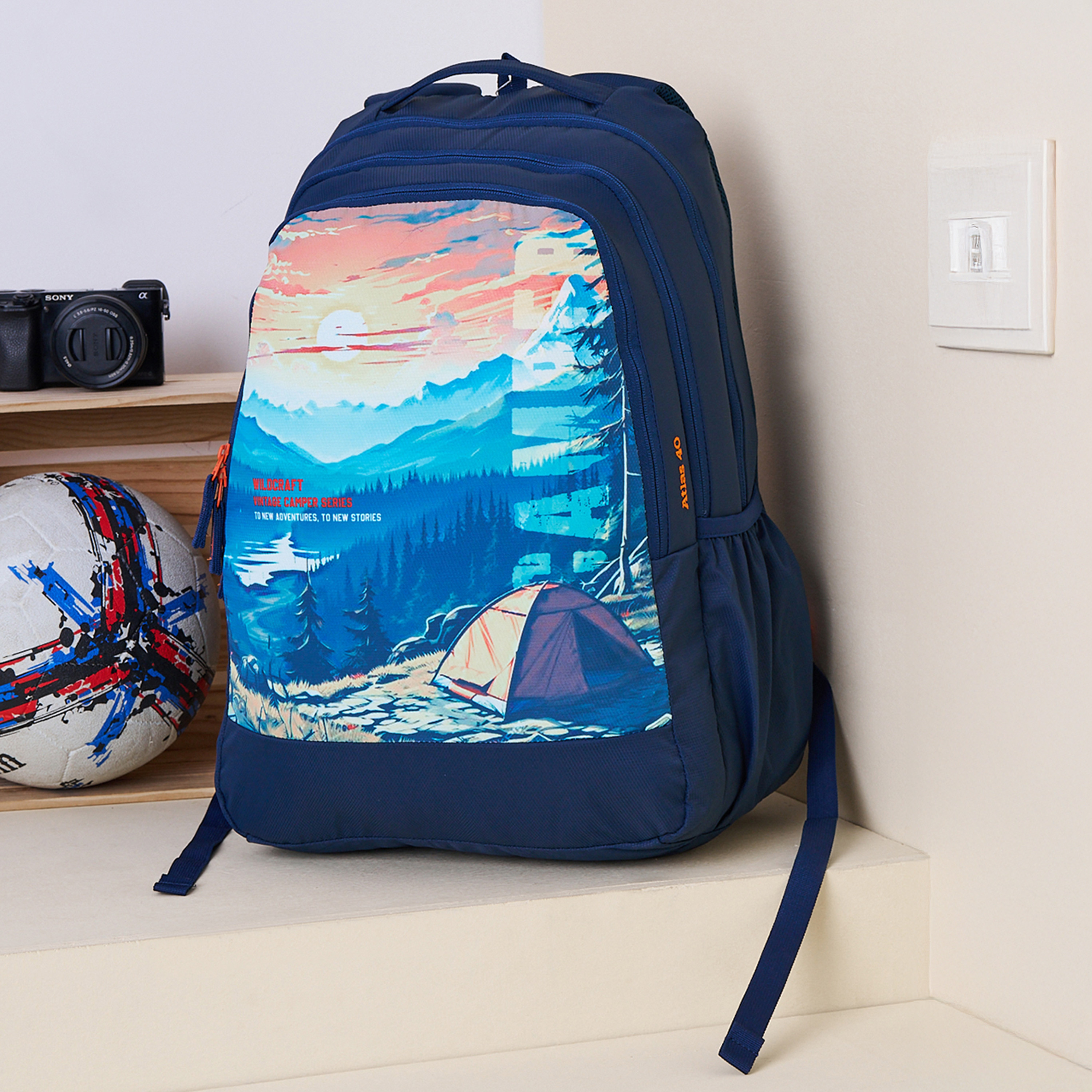 شنطة مدرسية بطبعات جرافيك وحمالات كتف قابلة للتعديل من وايلدكرافت - 21×34×48 سم-school-bagsandbackpacks-backpacks-image-12