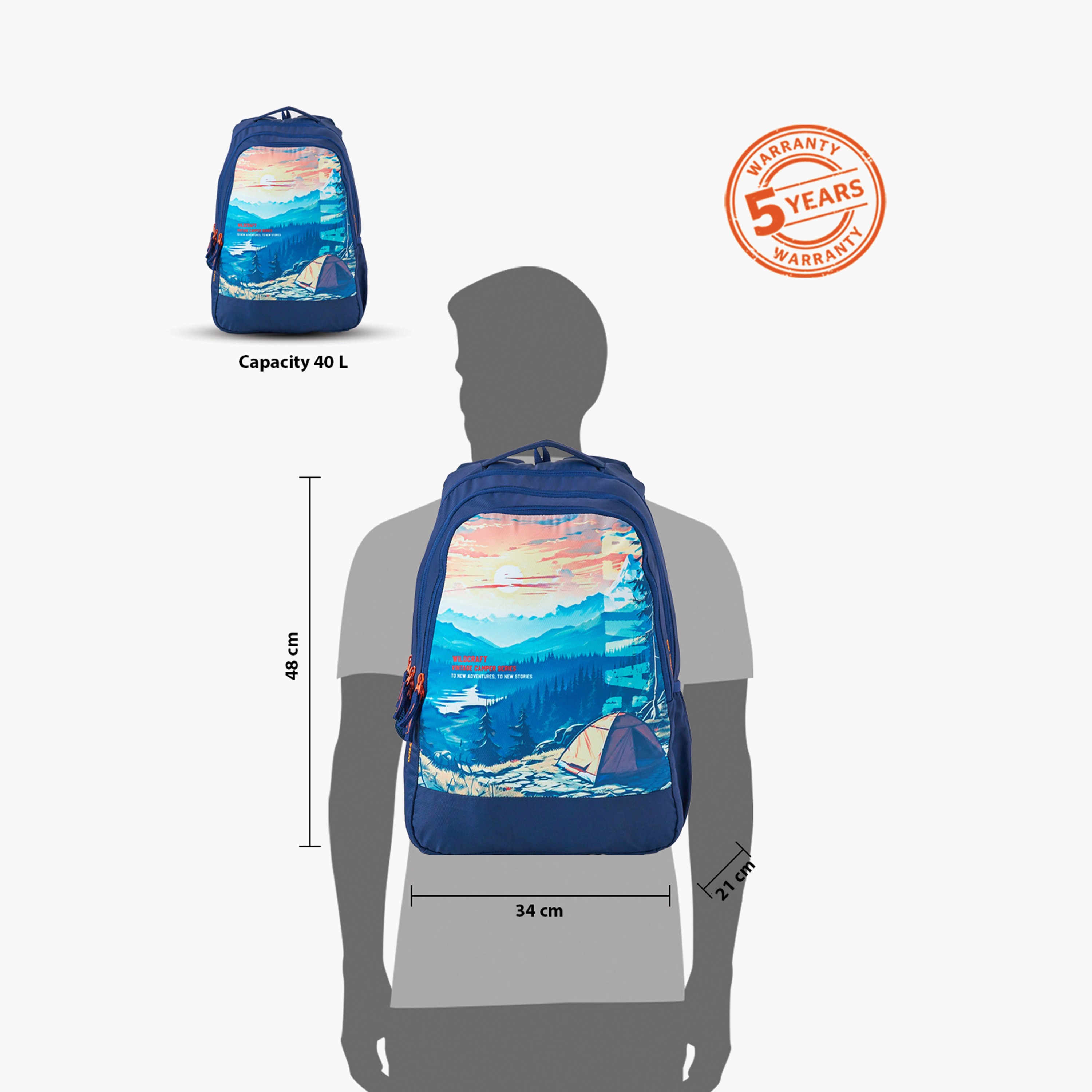 شنطة مدرسية بطبعات جرافيك وحمالات كتف قابلة للتعديل من وايلدكرافت - 21×34×48 سم-school-bagsandbackpacks-backpacks-image-13