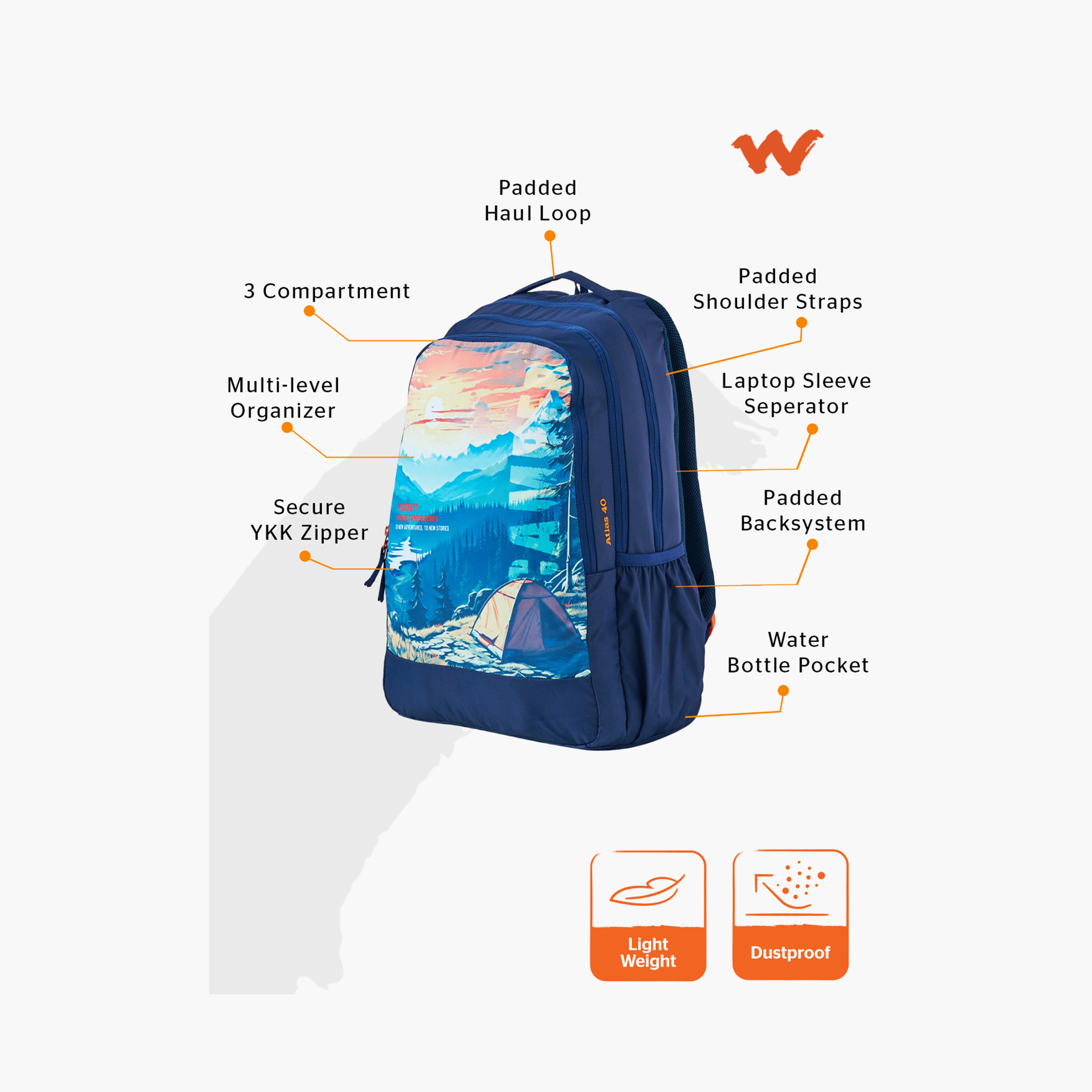 شنطة مدرسية بطبعات جرافيك وحمالات كتف قابلة للتعديل من وايلدكرافت - 21×34×48 سم-school-bagsandbackpacks-backpacks-image-2