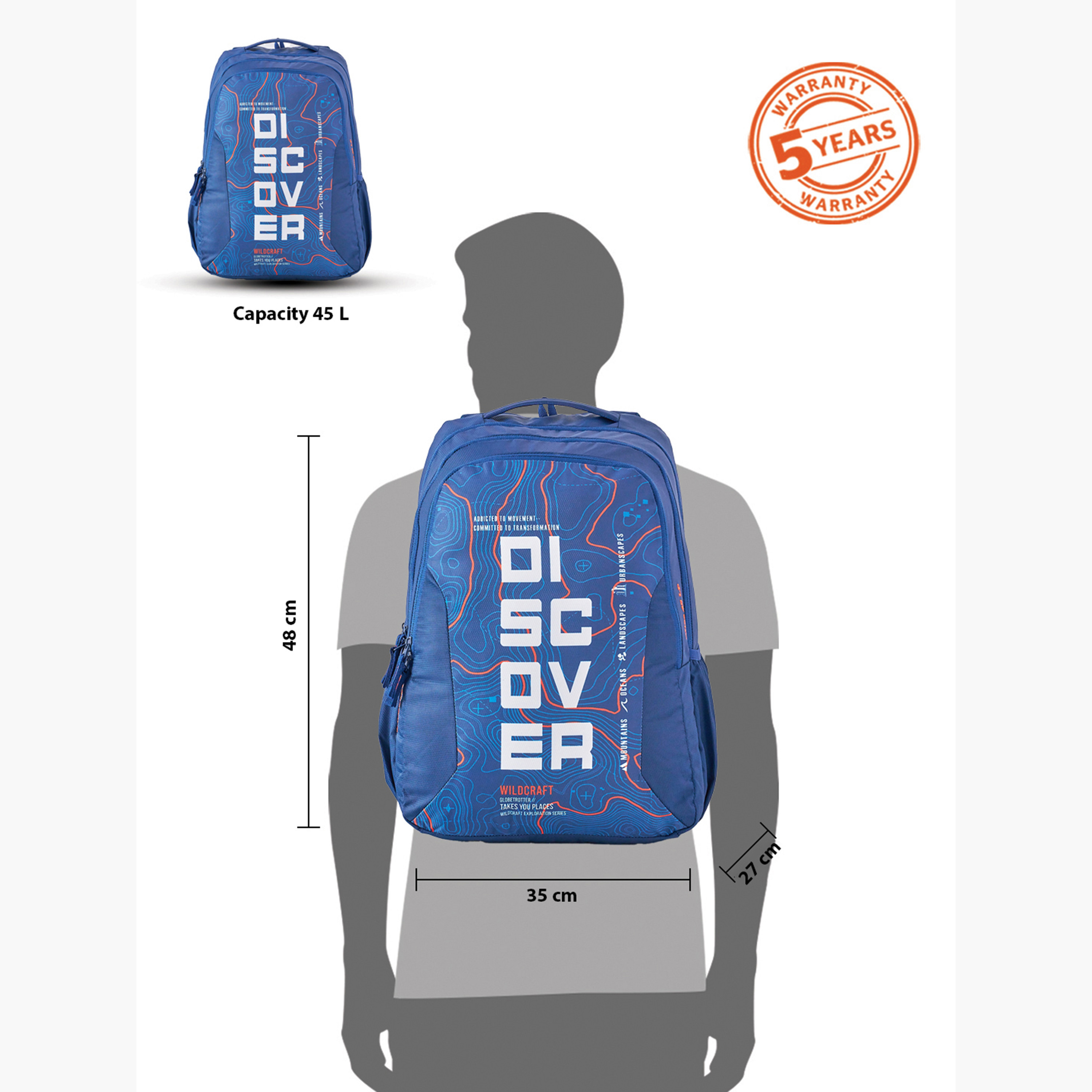 شنطة ظهر أطلس 45 للأطفال من 8 إلى 13 سنة مع جيب للابتوب من وايلدكرافت-school-bagsandbackpacks-backpacks-image-13