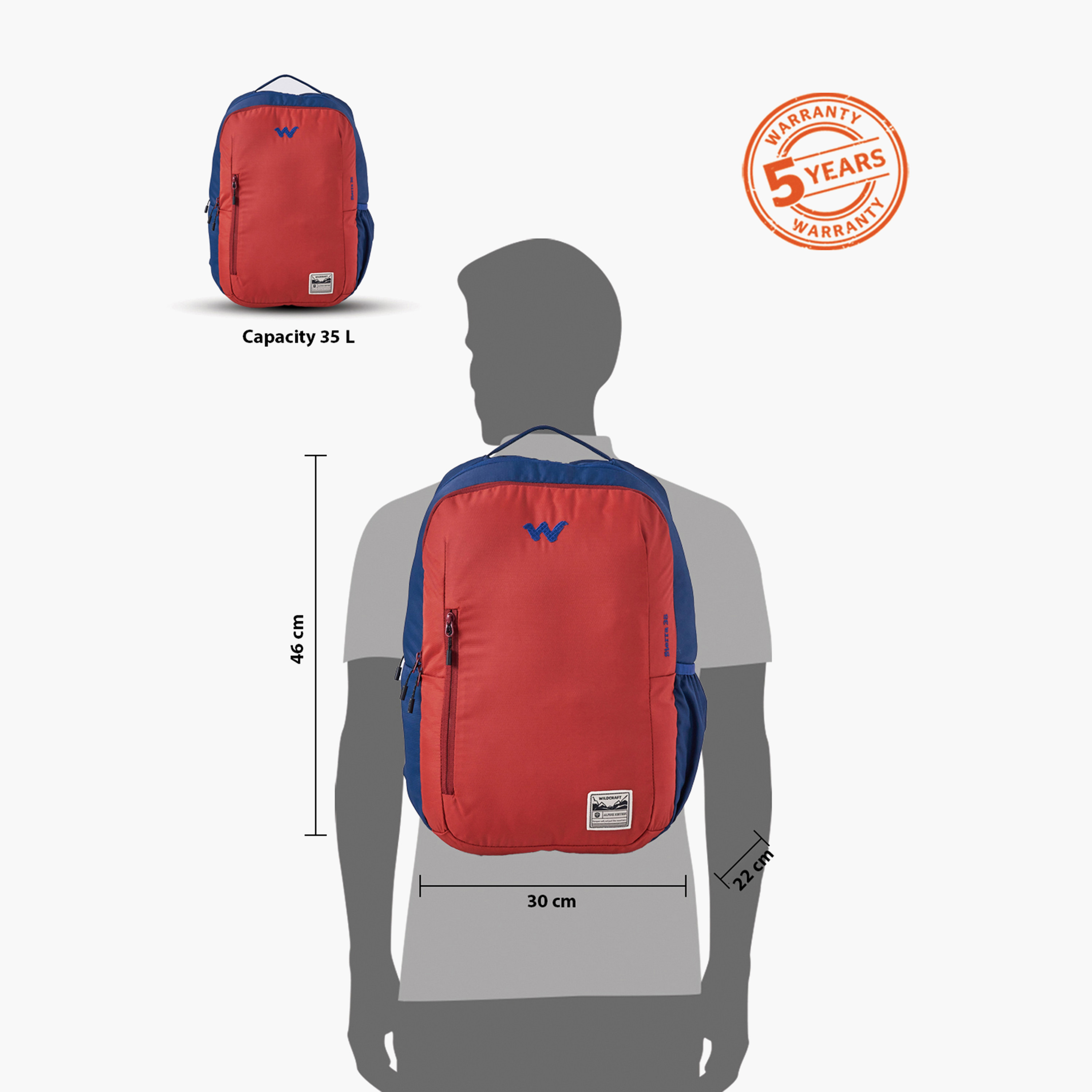 شنطة ظهر مدرسية بقوالب ملونة وحمّالات كتف قابلة للتعديل من وايلدكرافت - 22x30x46 سم-school-bagsandbackpacks-backpacks-image-12
