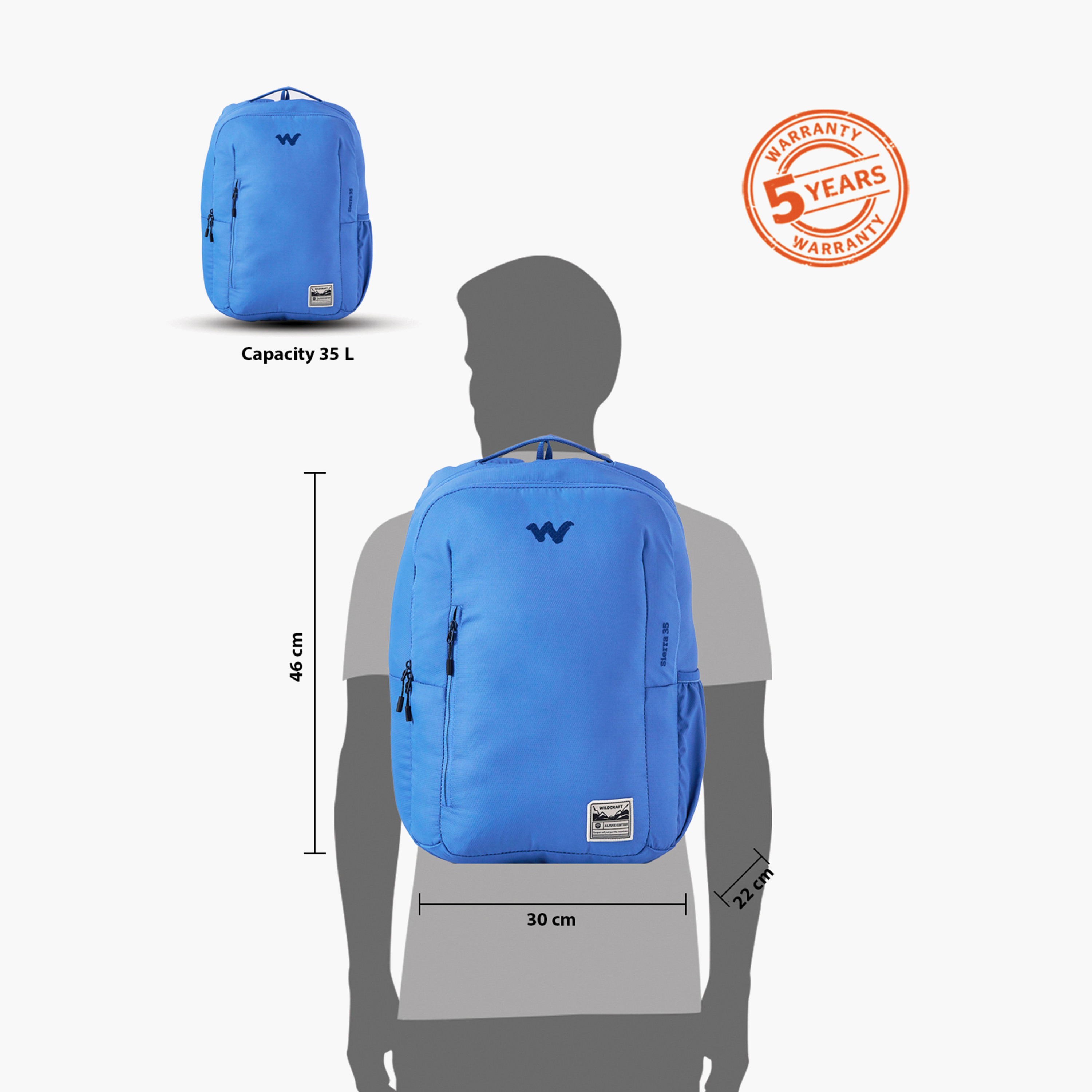 شنطة ظهر مدرسية سادة وحمّالات كتف قابلة للتعديل من وايلدكرافت - 22x30x46 سم-school-bagsandbackpacks-backpacks-image-12