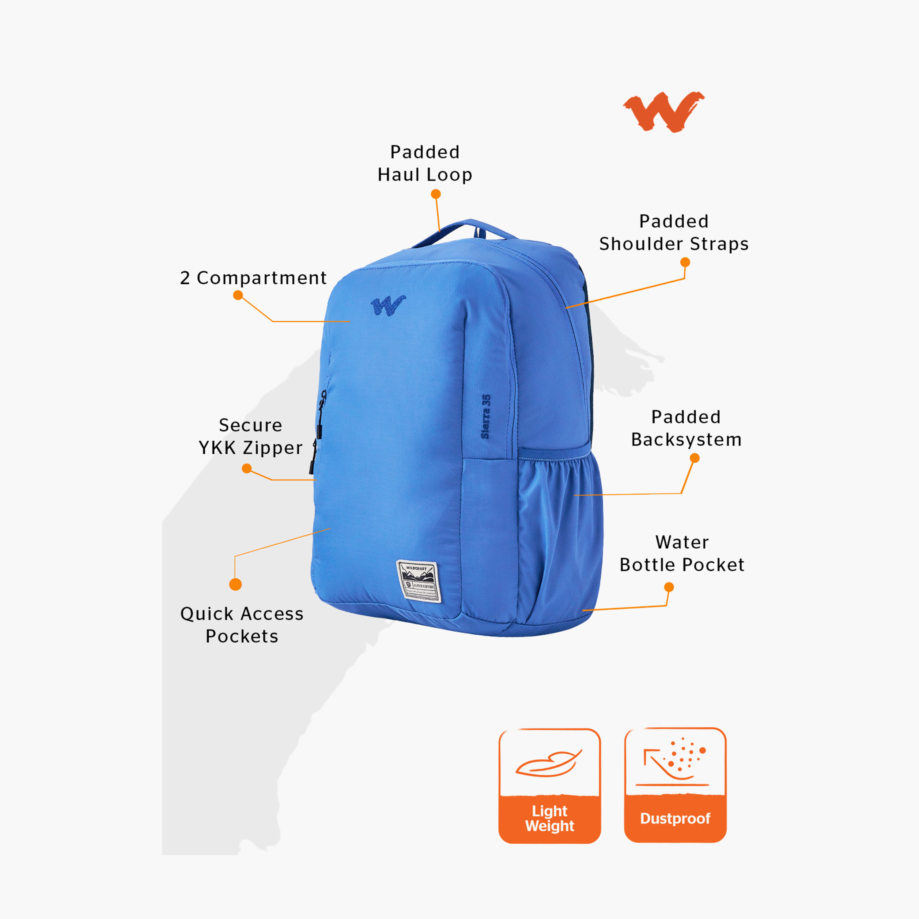 شنطة ظهر مدرسية سادة وحمّالات كتف قابلة للتعديل من وايلدكرافت - 22x30x46 سم-school-bagsandbackpacks-backpacks-image-2