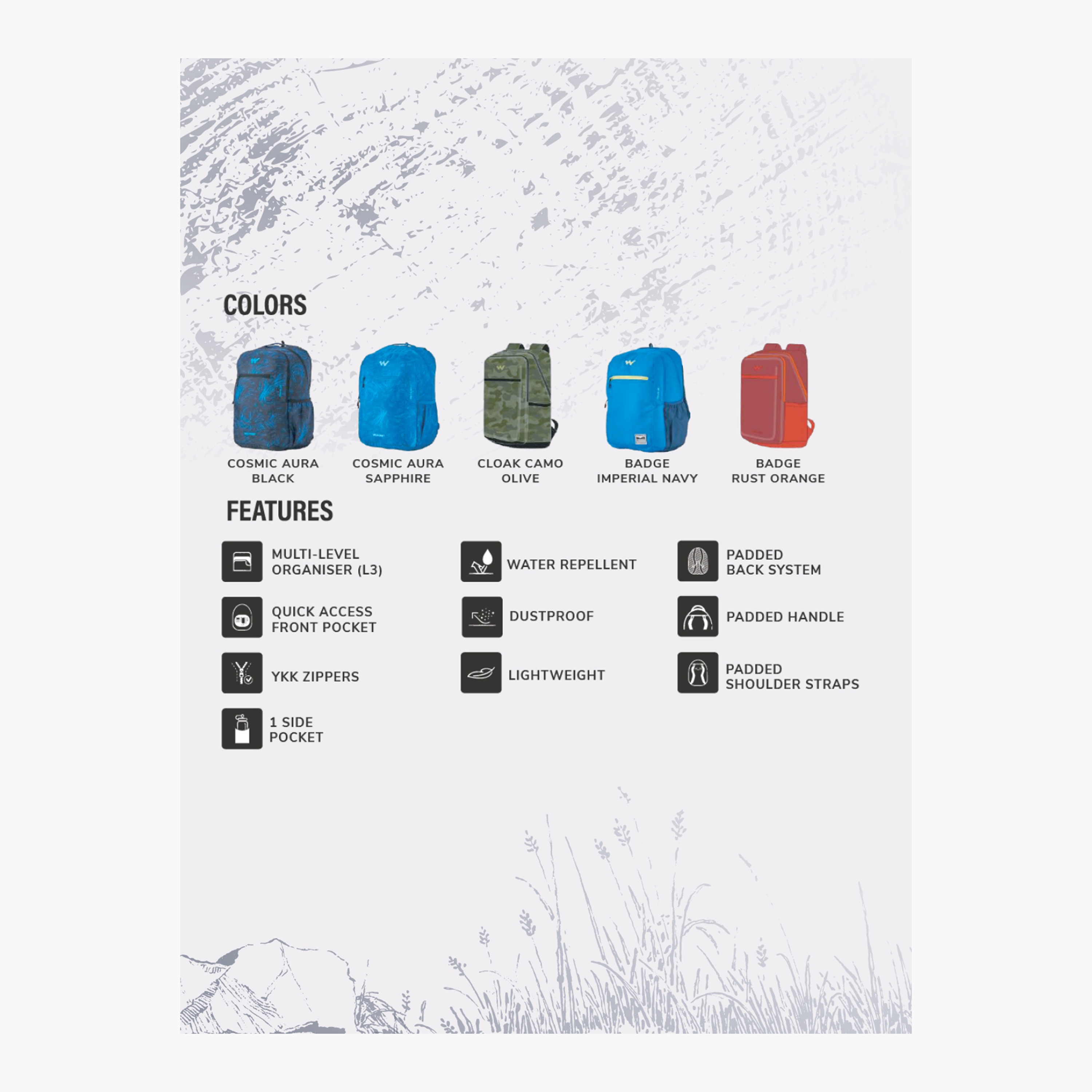 شنطة ظهر سادة بحمالات كتف قابلة للتعديل من وايلدكرافت - 24x32x47 سم-school-bagsandbackpacks-backpacks-image-4