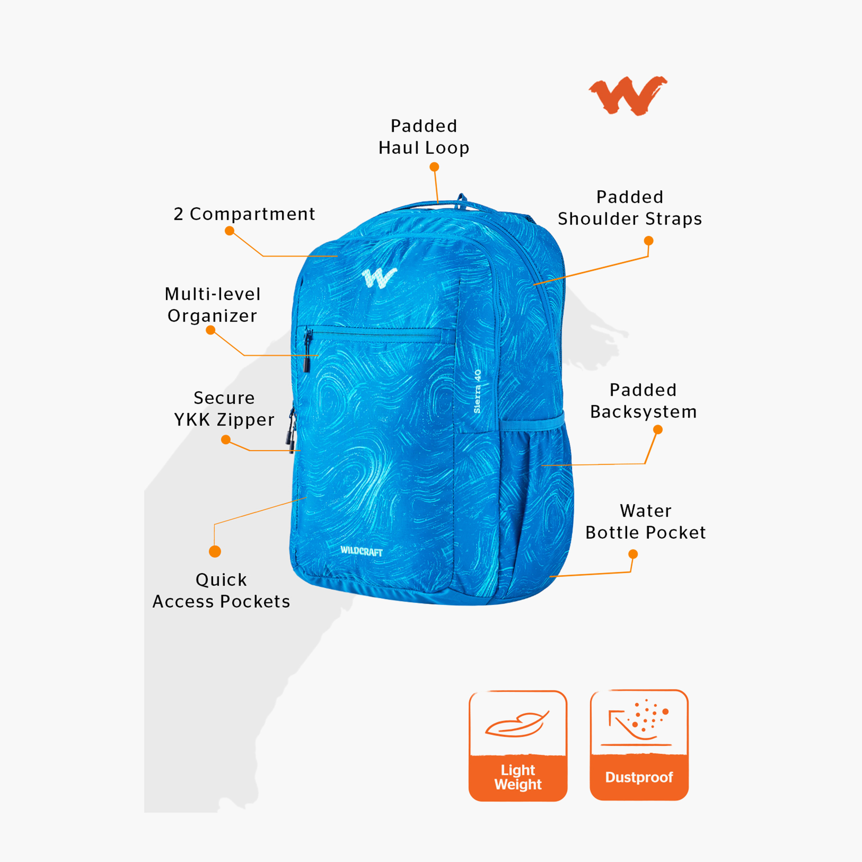 شنطة ظهر بطبعات وحمّالات كتف قابلة للتعديل من وايلدكرافت - 24×32×47 سم-school-bagsandbackpacks-backpacks-image-2