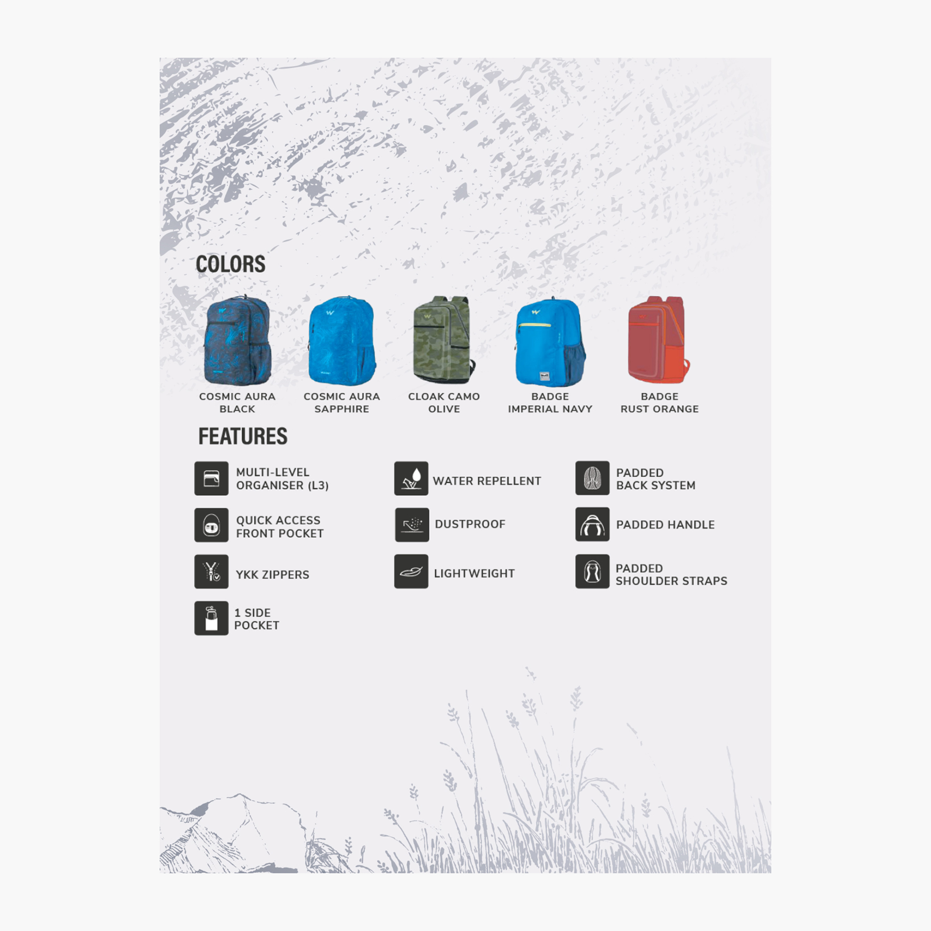 شنطة ظهر بطبعات وحمّالات كتف قابلة للتعديل من وايلدكرافت - 24×32×47 سم-school-bagsandbackpacks-backpacks-image-4