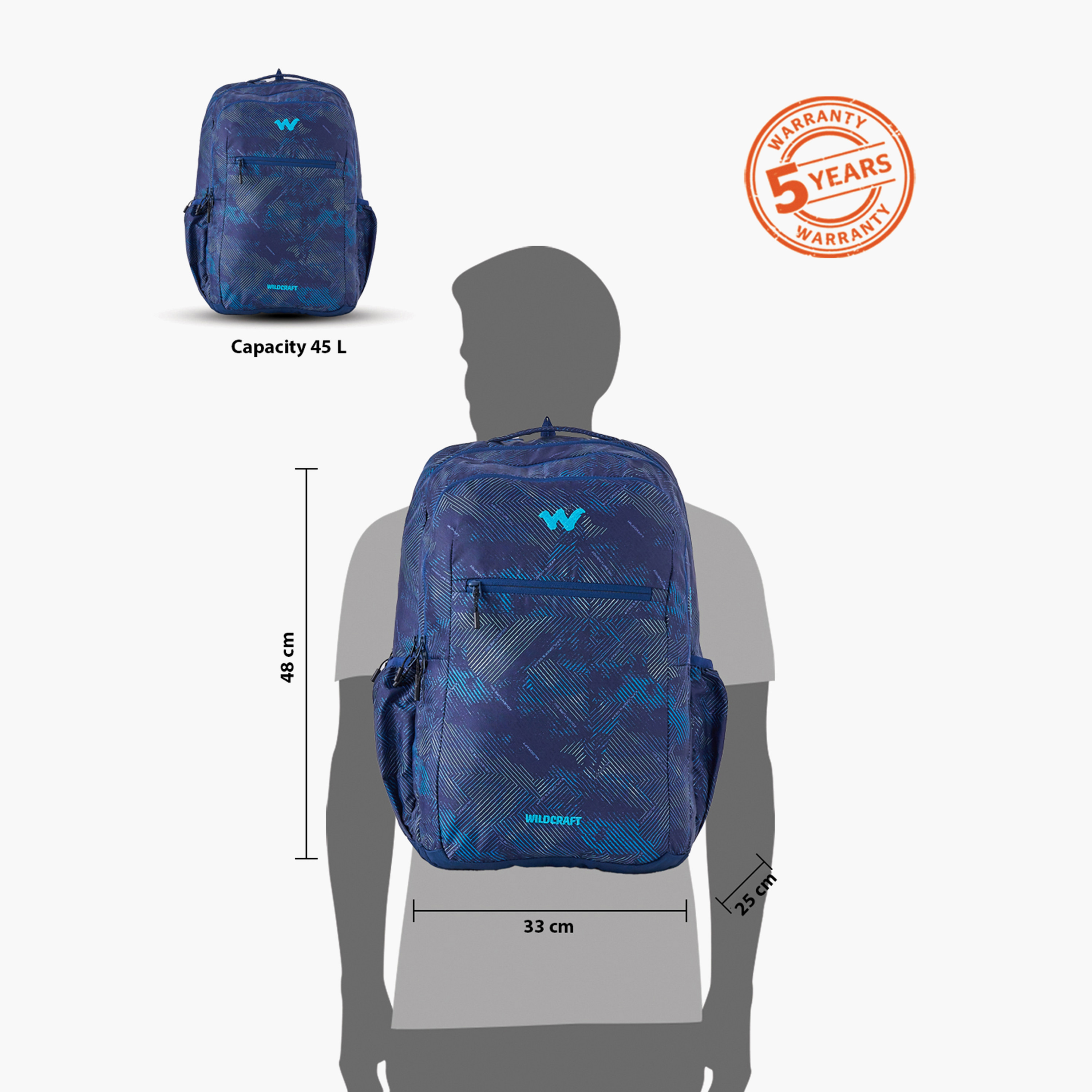 شنطة ظهر بطبعات وحمّالات كتف قابلة للتعديل من وايلدكرافت - 25×33×48 سم-school-bagsandbackpacks-backpacks-image-13