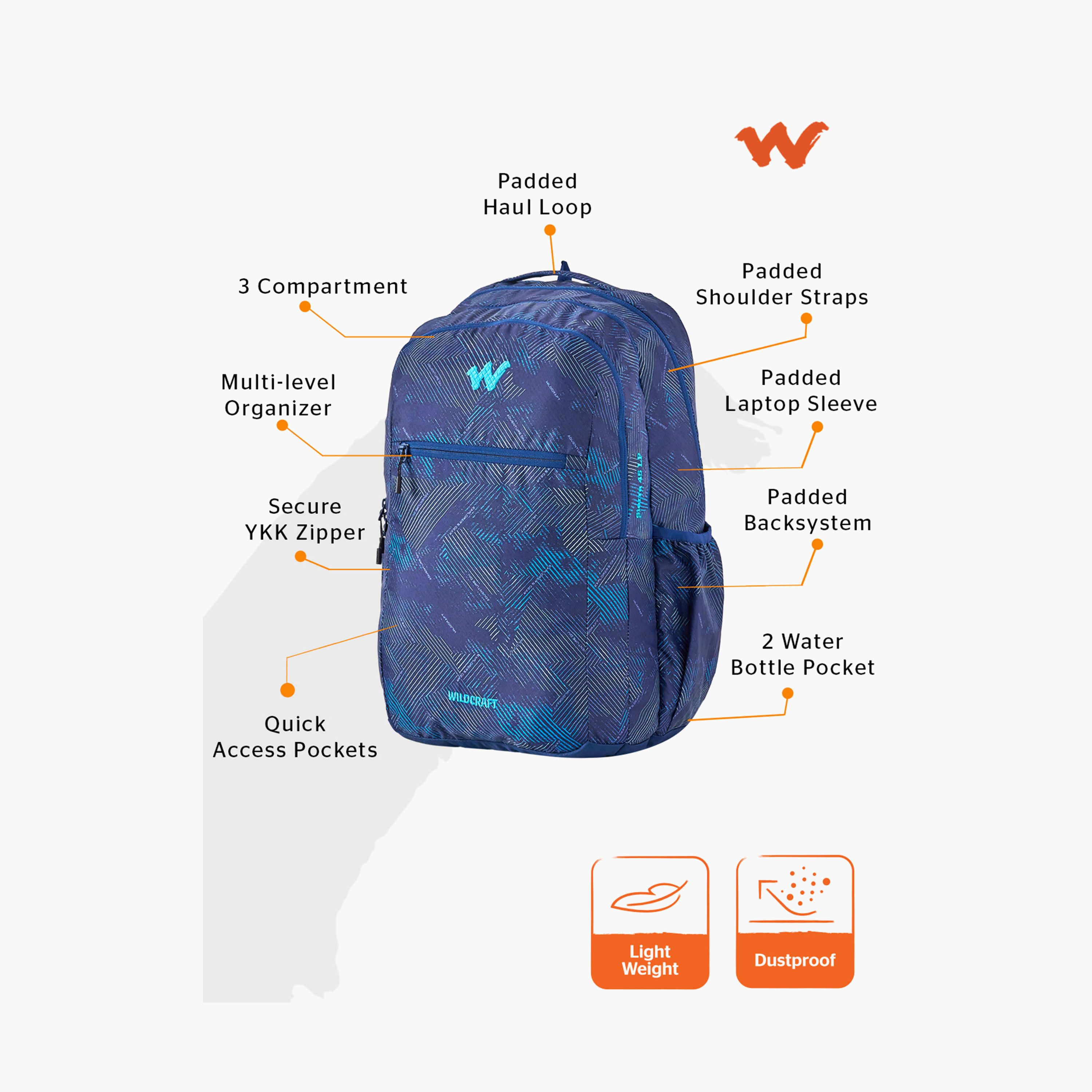 شنطة ظهر بطبعات وحمّالات كتف قابلة للتعديل من وايلدكرافت - 25×33×48 سم-school-bagsandbackpacks-backpacks-image-2