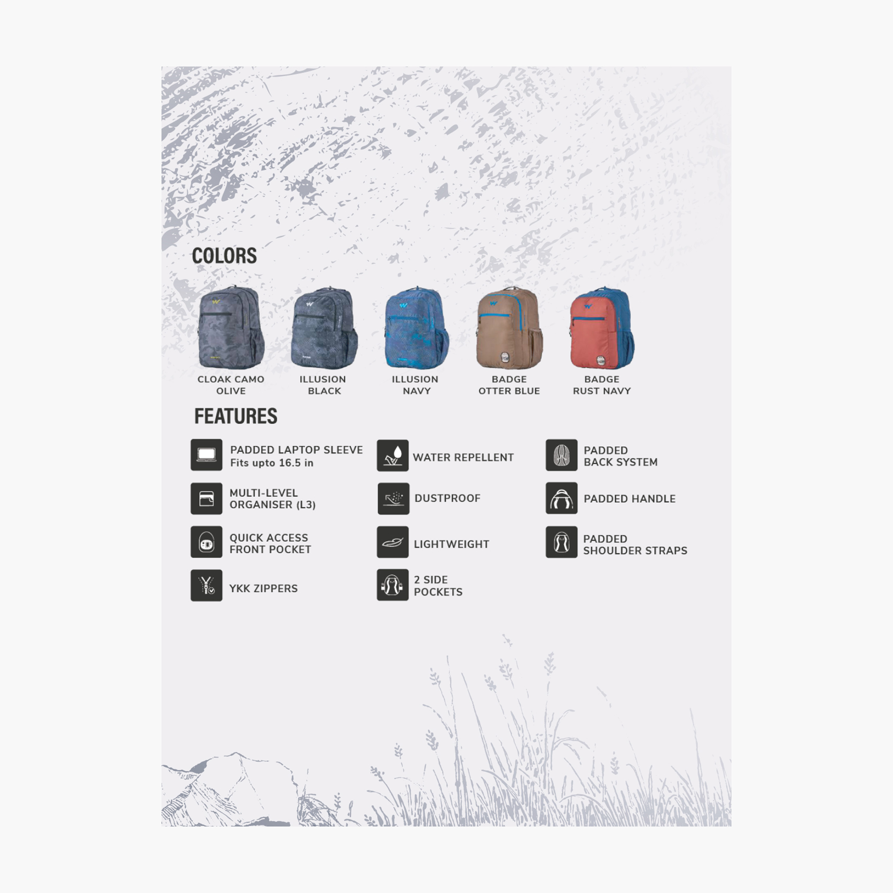 شنطة ظهر بطبعات وحمّالات كتف قابلة للتعديل من وايلدكرافت - 25×33×48 سم-school-bagsandbackpacks-backpacks-image-5
