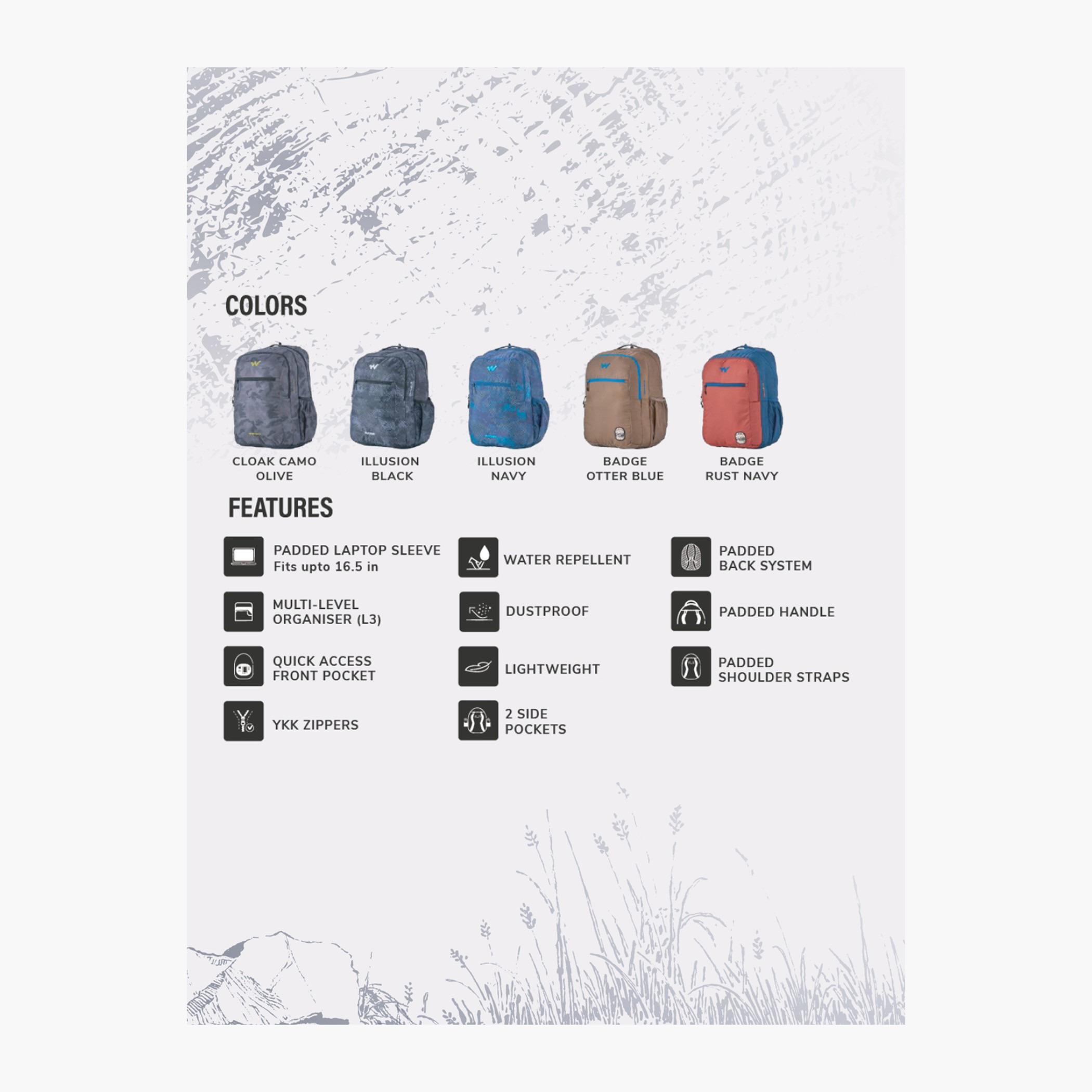 Wildcraft Camouflage Print Backpack with Adjustable Shoulder Straps - 25x33x48 cms-school-bagsandbackpacks-backpacks-image-5