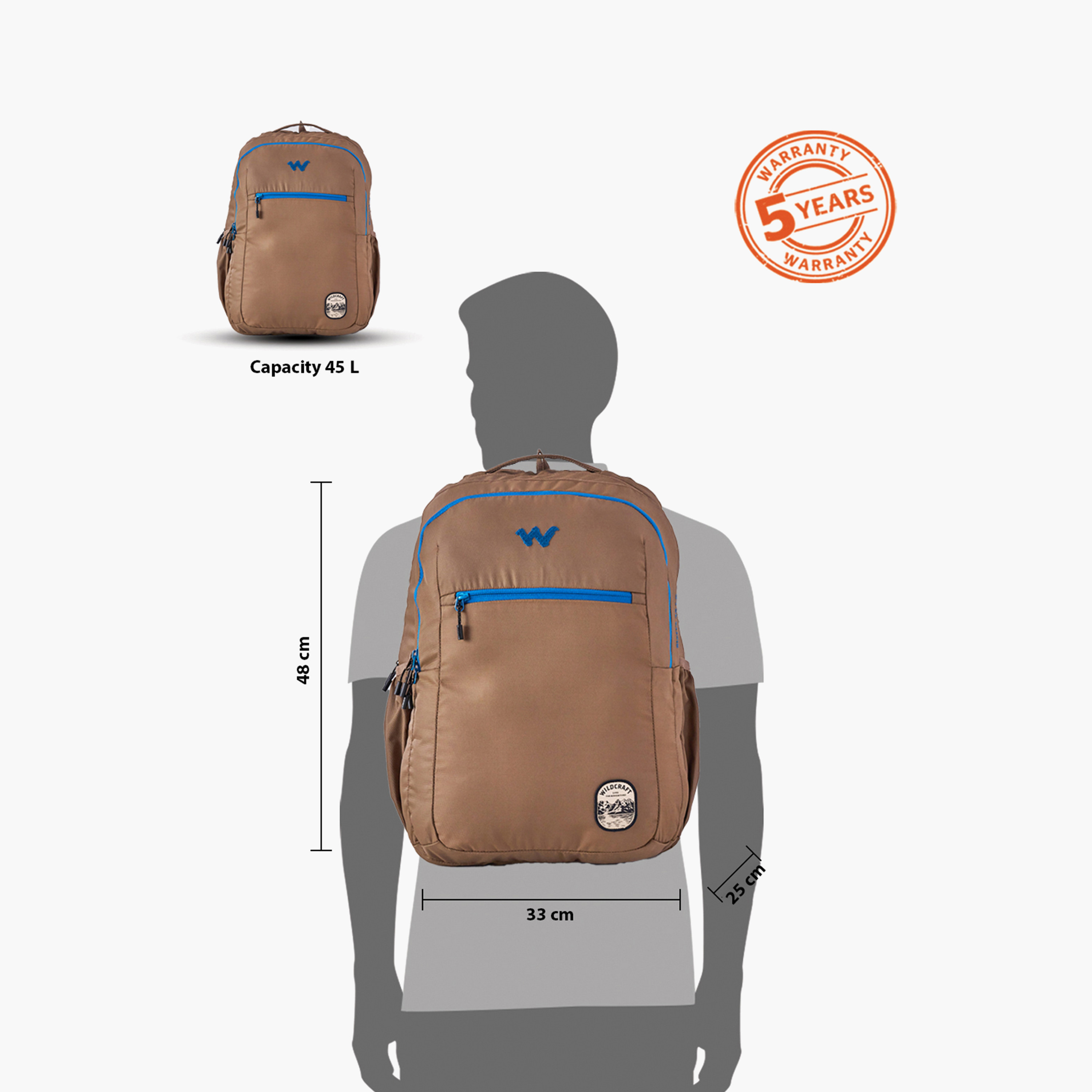 Wildcraft Solid Backpack with Adjustable Shoulder Straps - 25x33x48 cm-school-bagsandbackpacks-backpacks-image-13