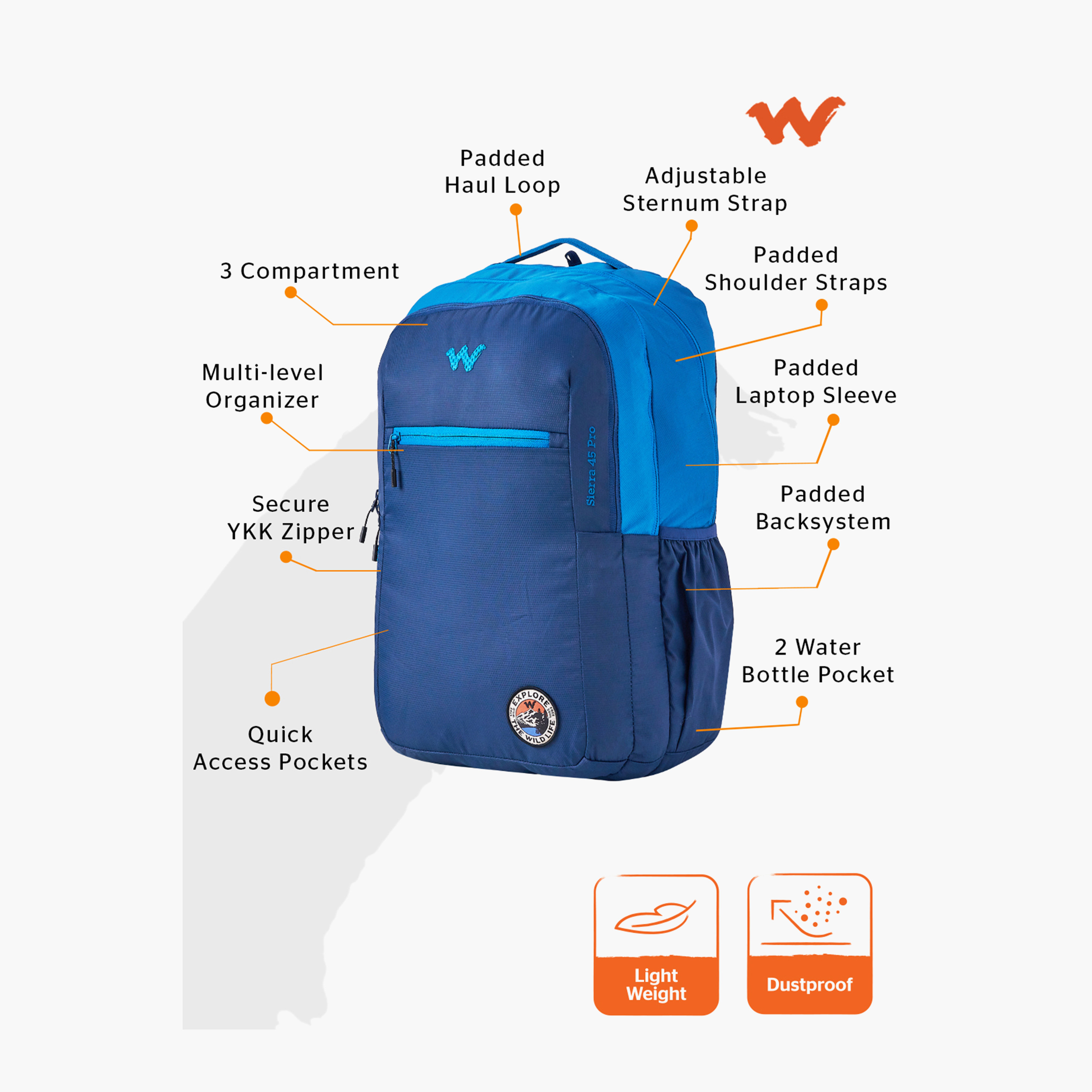 Wildcraft Solid School Backpack with Adjustable Shoulder Straps - 25x33x48 cms-school-bagsandbackpacks-backpacks-image-2