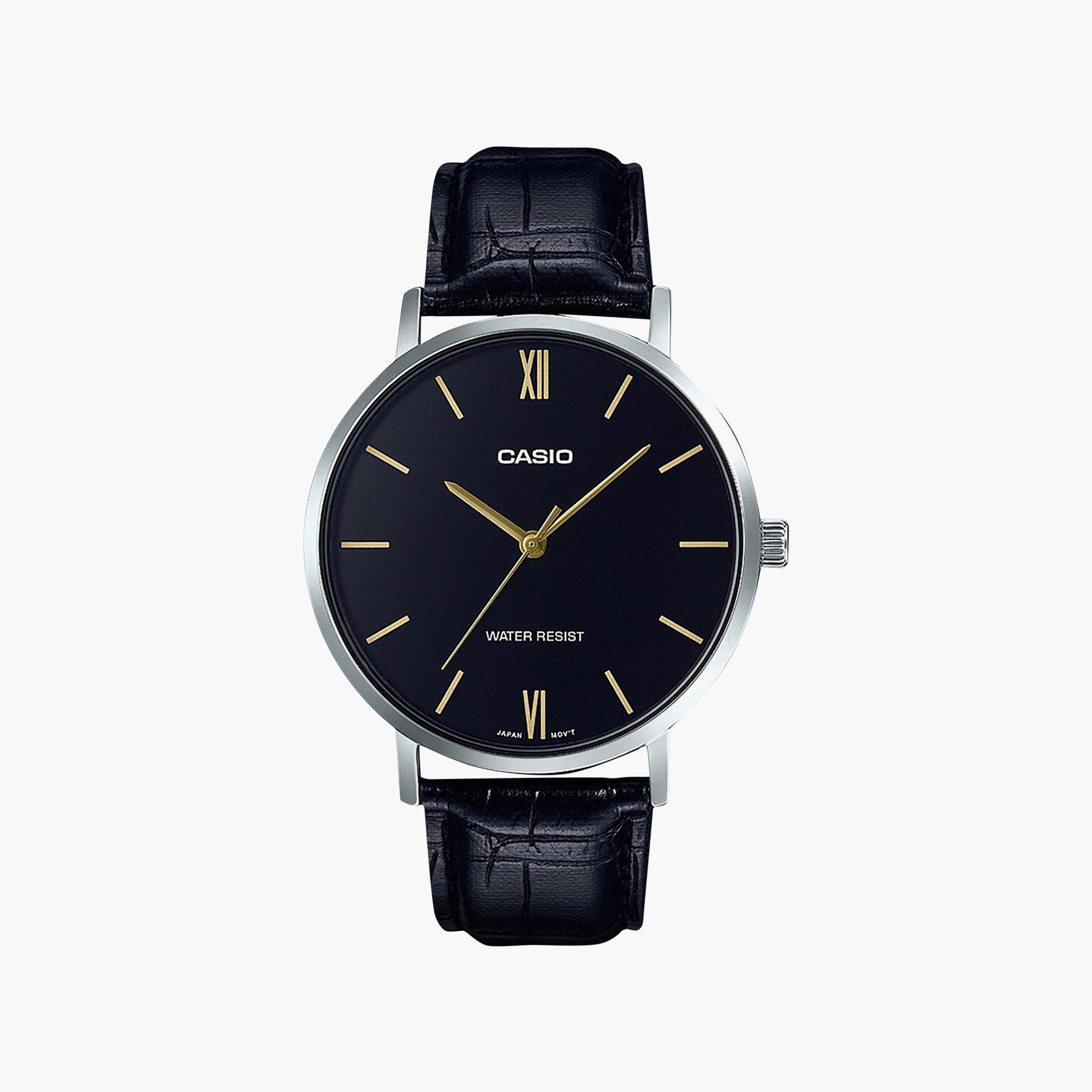 Casio Men 40 MM Black Analog Leather Watch | MTP-VT01L-1BUDF-men-watchesandjewellery-watches-image-1