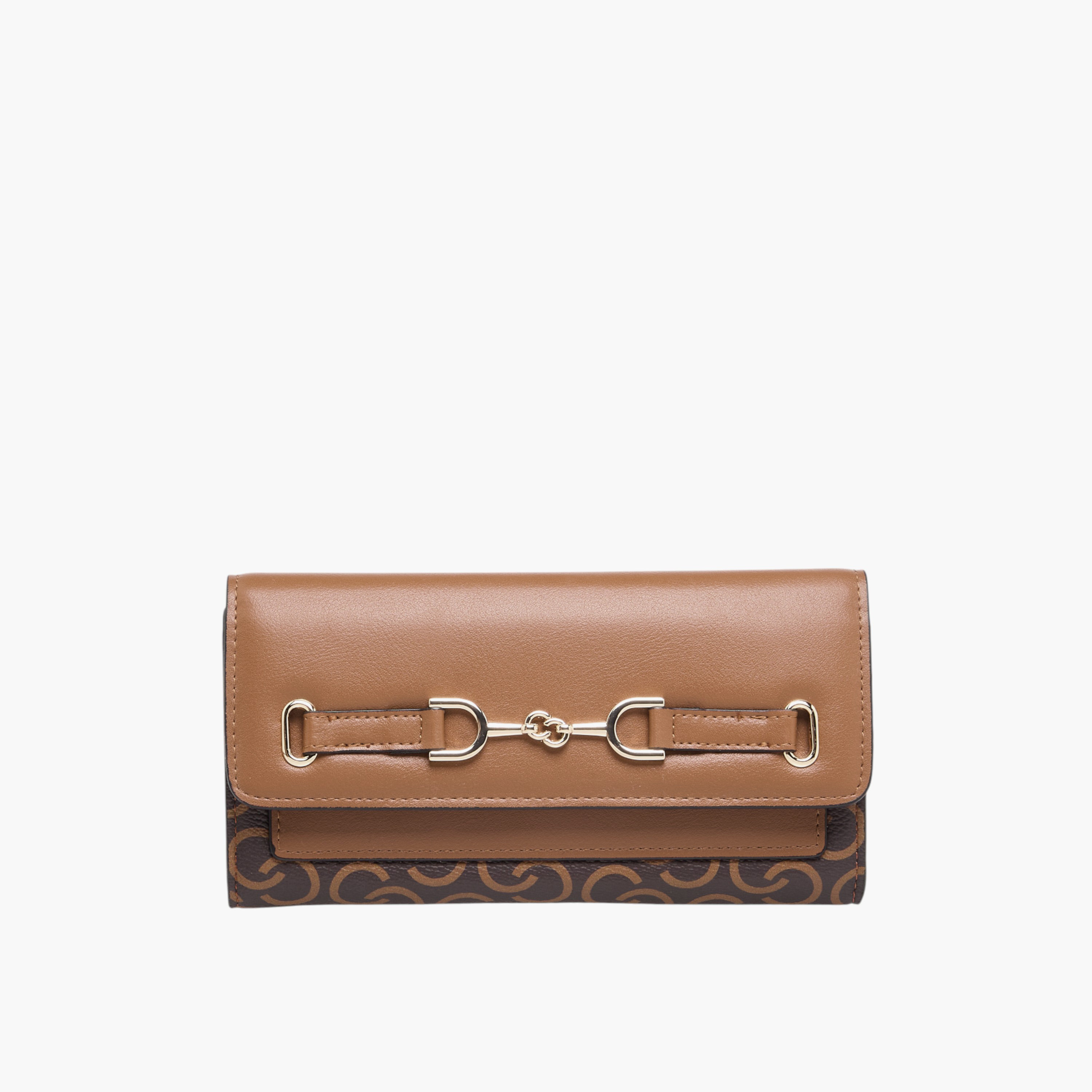 Celeste Monogram Print Wallet with Flap Closure-women-bagsandwallets-wallets-image-1