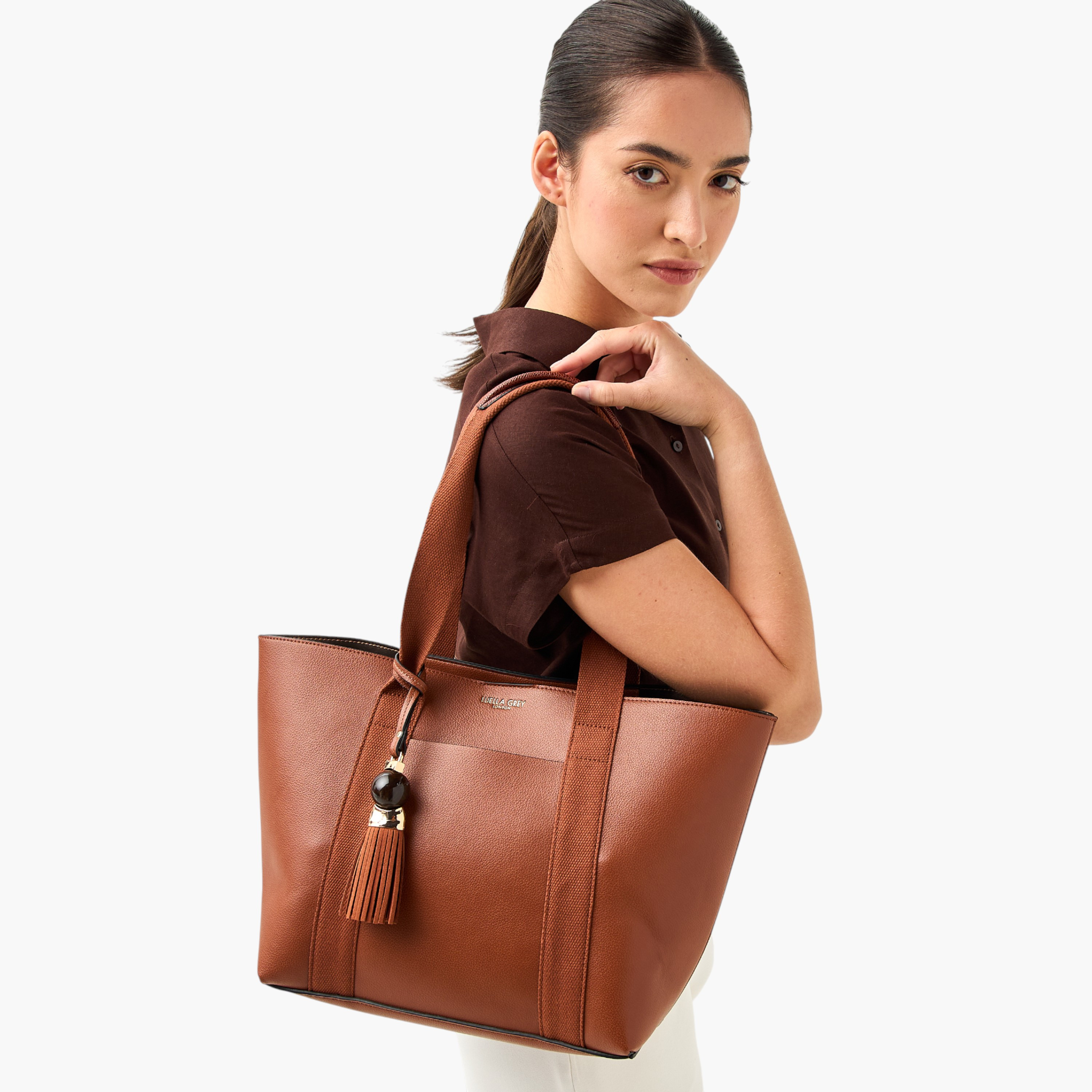 شنطة توت سادة مع شنطة صغيرة من لويلا جراي-women-bagsandwallets-handbags-image-2