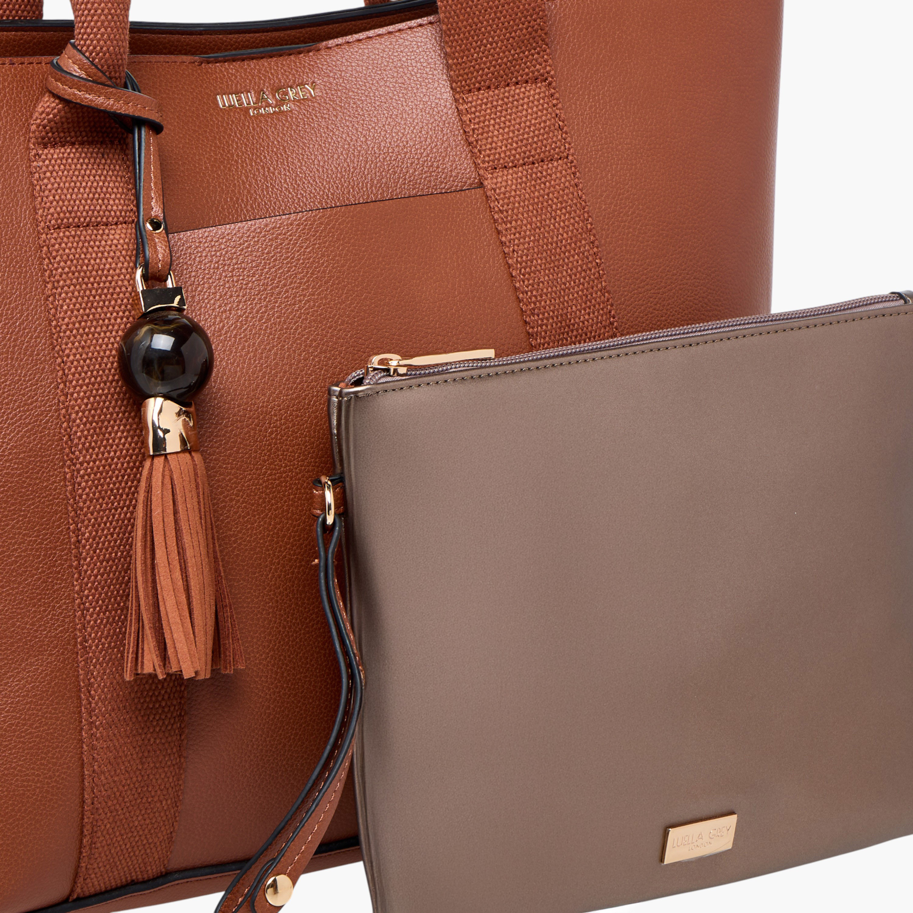 شنطة توت سادة مع شنطة صغيرة من لويلا جراي-women-bagsandwallets-handbags-image-7