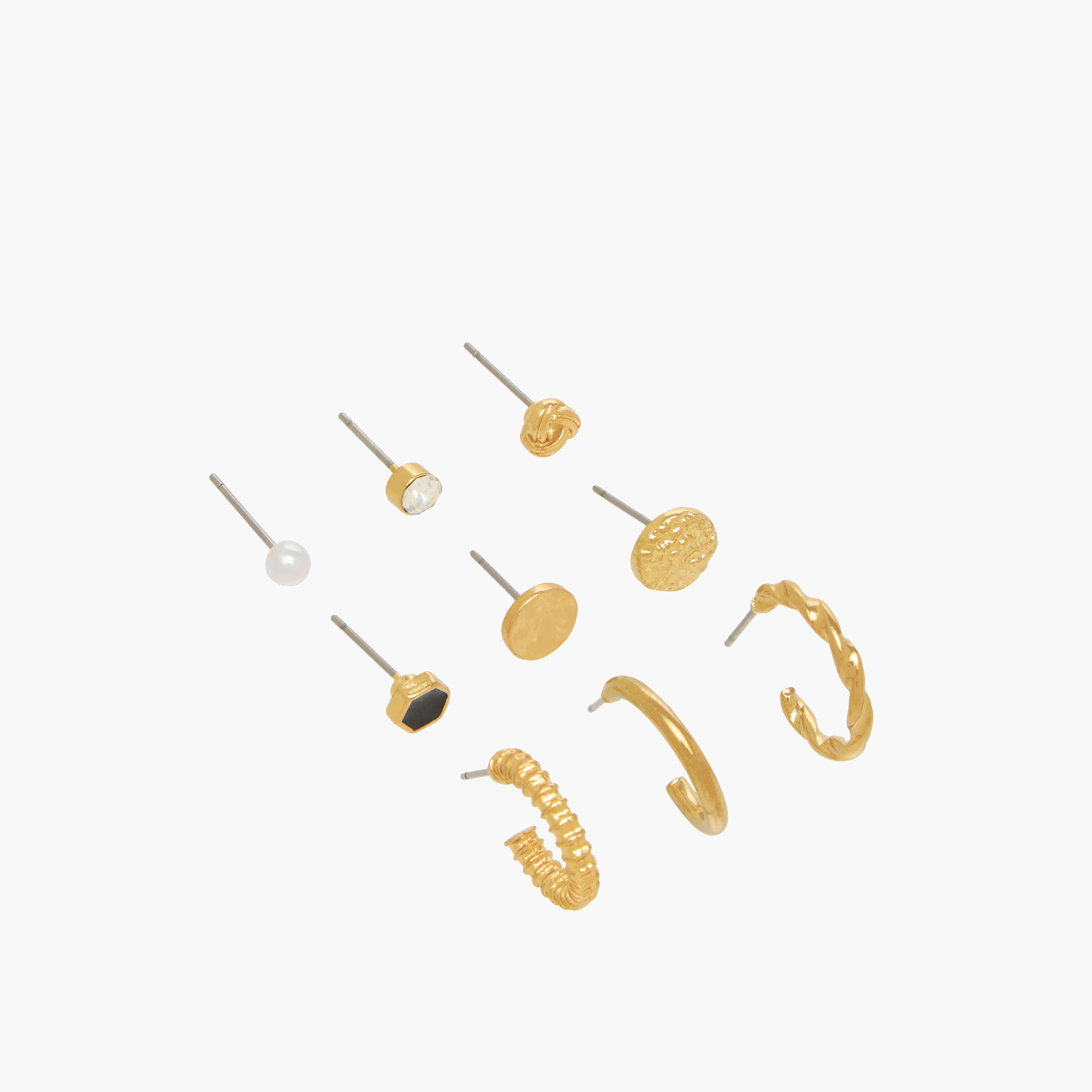 Pack of 9 Gold Tone Assorted Earrings with Pushback Closure-women-watchesandjewellery-jewellery-earrings-image-2