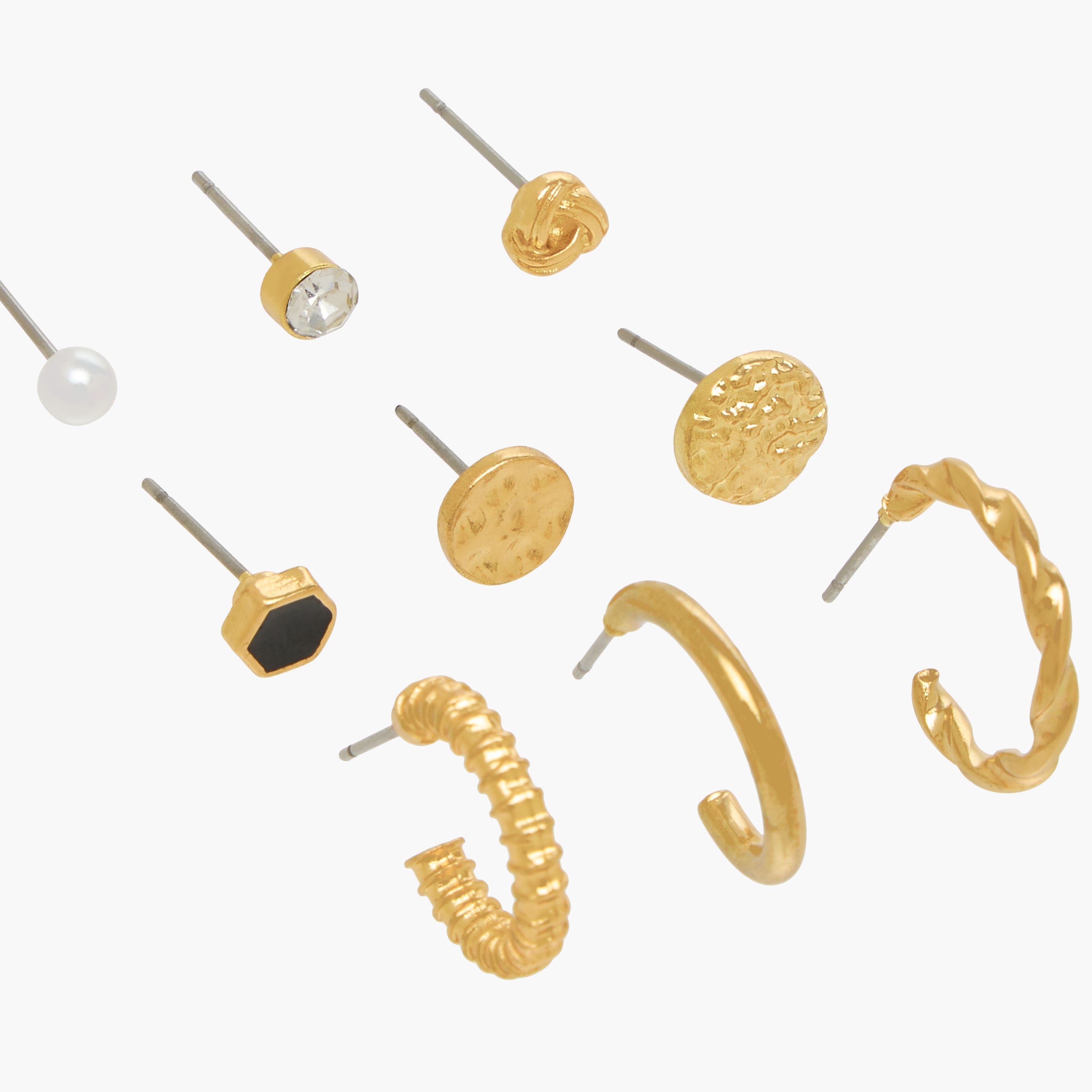 Pack of 9 Gold Tone Assorted Earrings with Pushback Closure-women-watchesandjewellery-jewellery-earrings-image-3