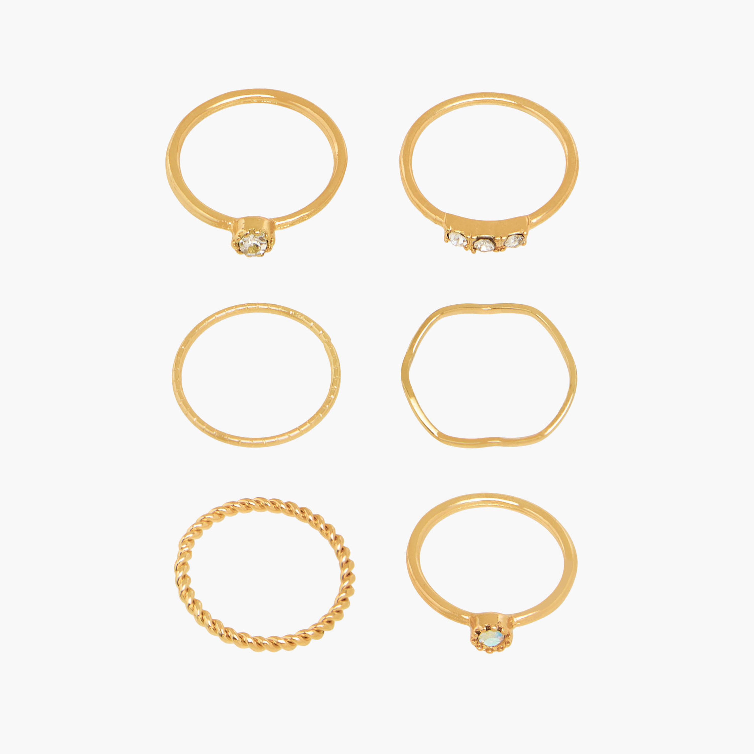 Set of 6 - Assorted Gold Tone Ring-women-watchesandjewellery-jewellery-rings-image-1
