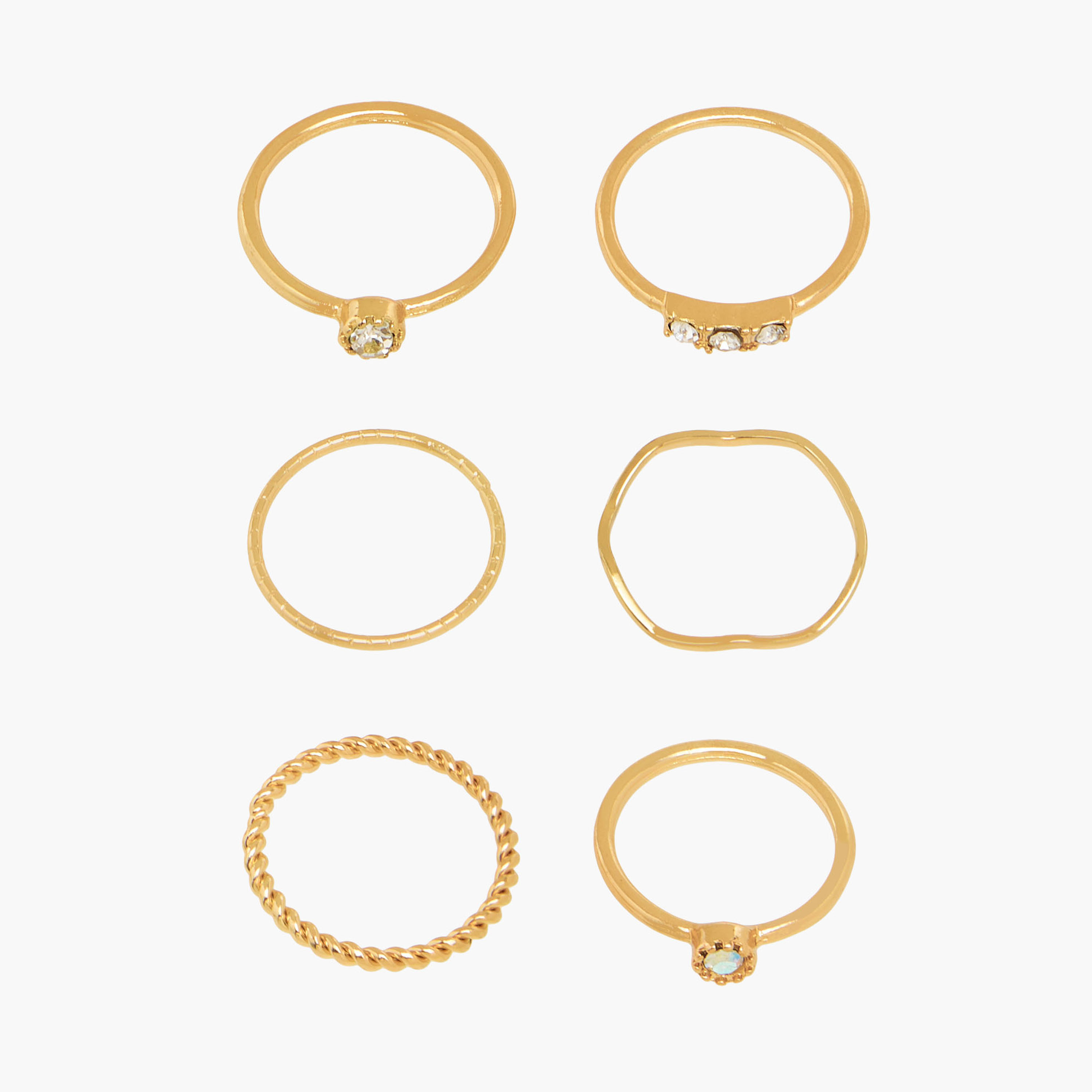 Set of 6 - Assorted Gold Tone Ring-women-watchesandjewellery-jewellery-rings-image-1