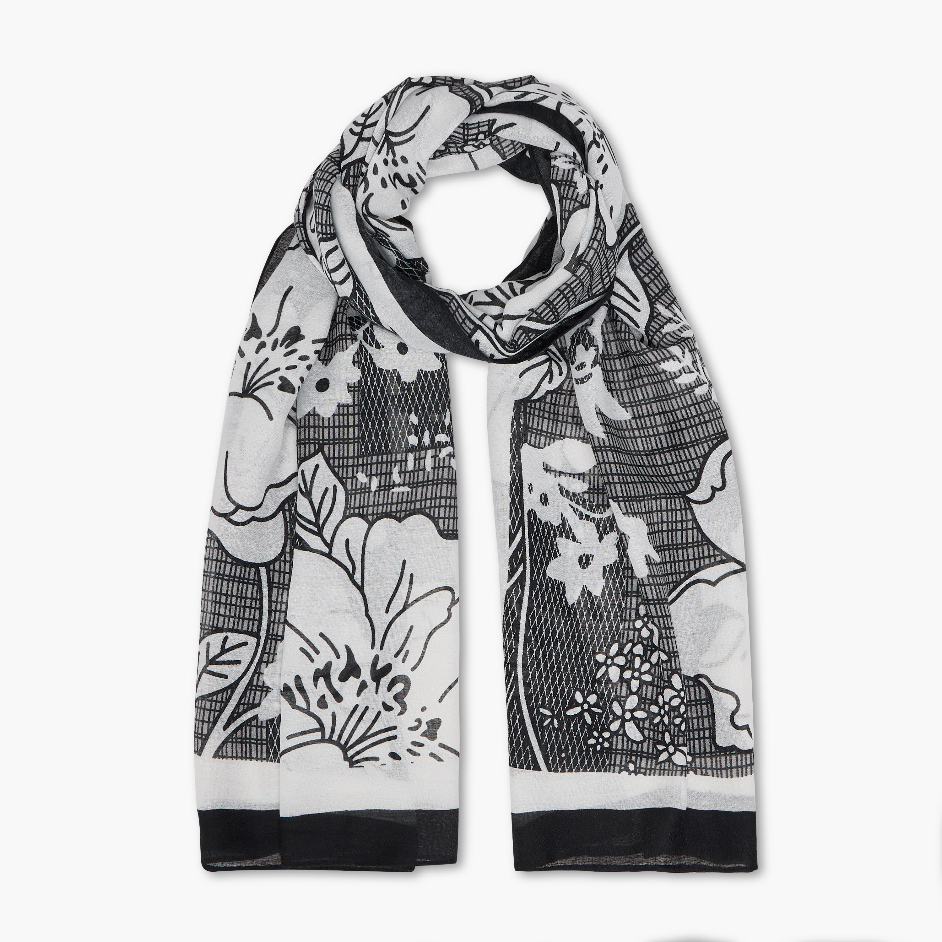 وشاح بطبعات زهرية - 185x60 سم-women-clothingaccessories-scarves-image-5