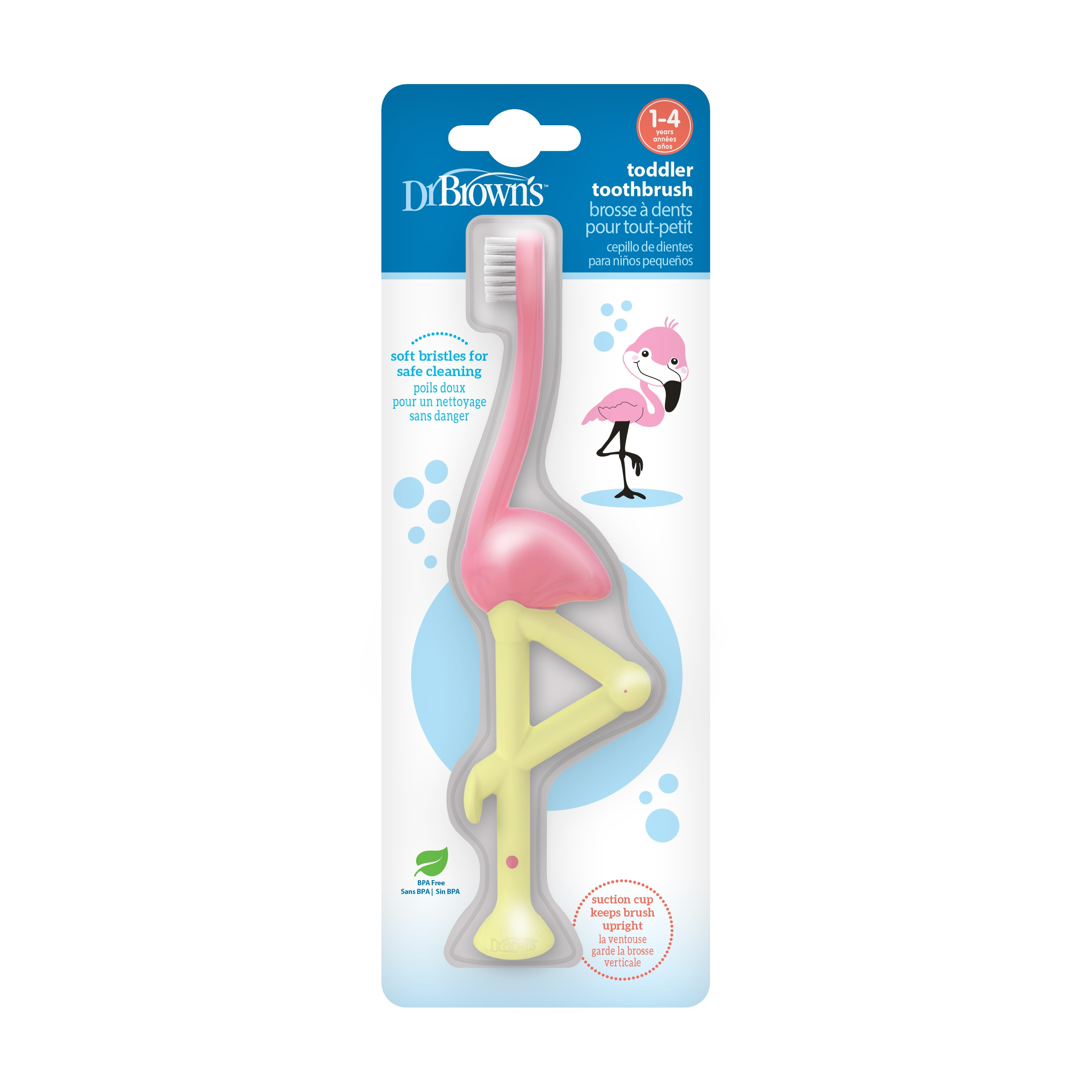 Dr. Brown's Toddler Toothbrush - Flamingo - Pink-baby-bathandcare-oralcare-image-2