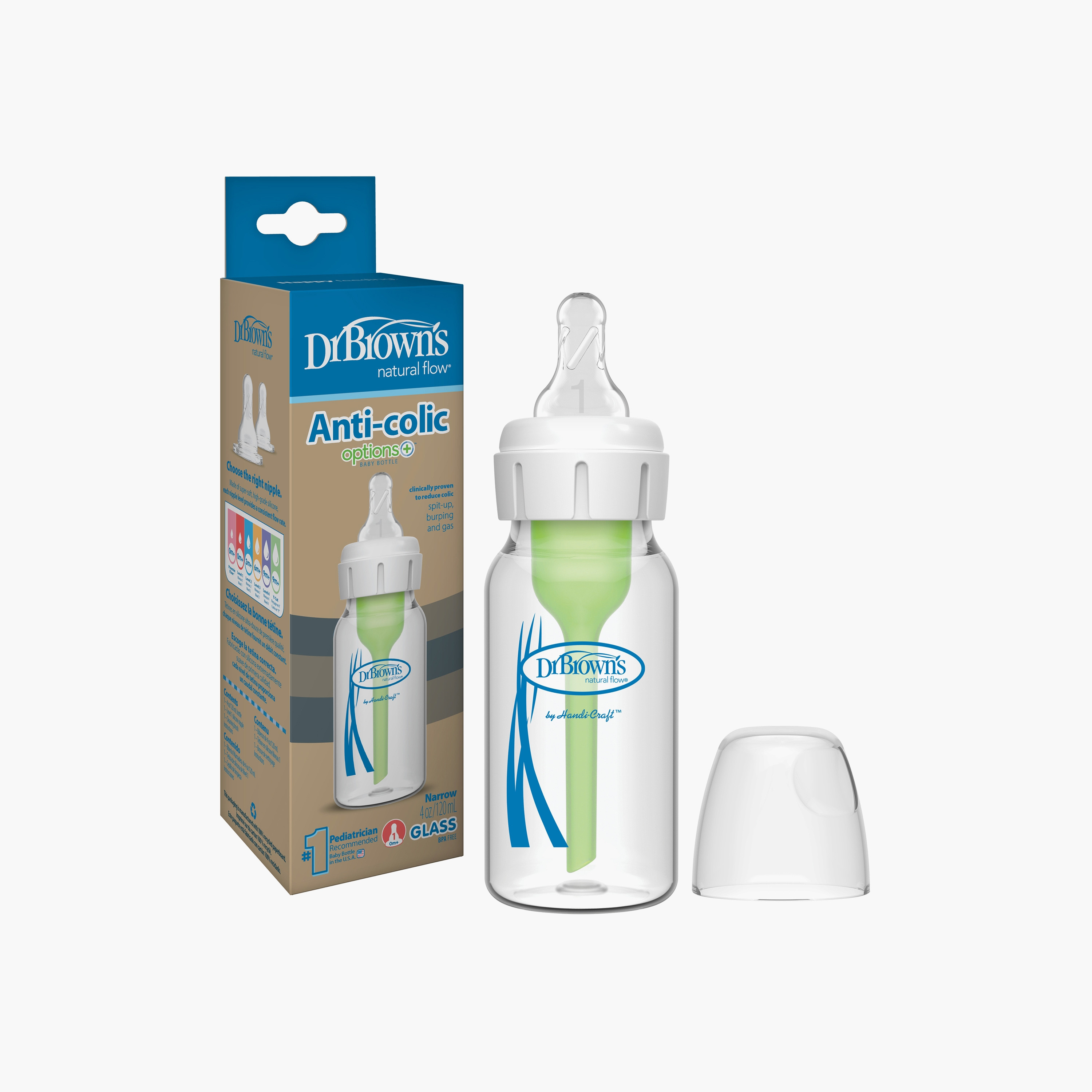 Dr. Brown's Narrow Options+ BPA Free Glass Feeding Bottle - 120 ml-baby-feeding-feedingbottles-bottlesandteats-image-3