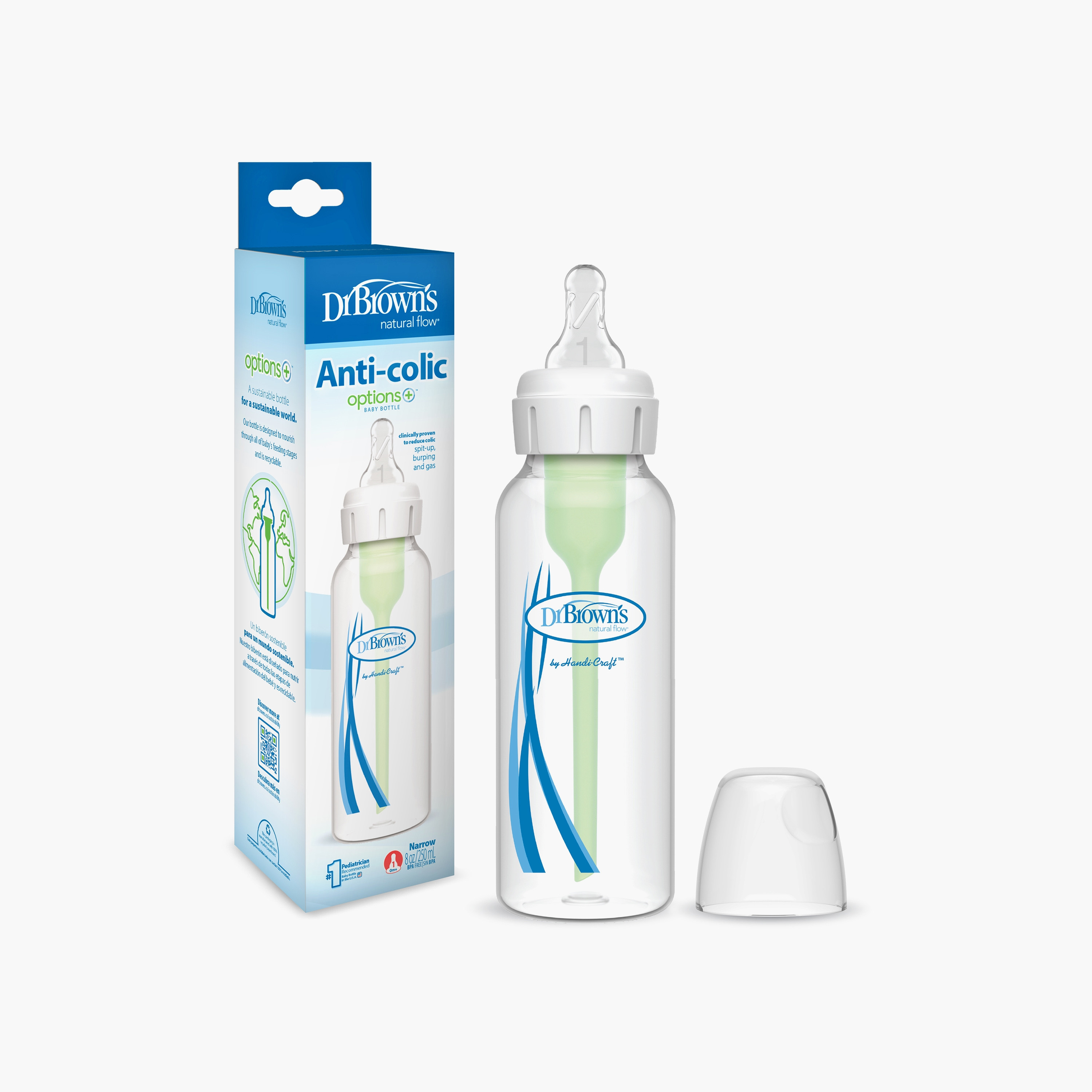 Dr. Brown's Narrow Options+ BPA Free Feeding Bottle - 250 ml-baby-feeding-feedingbottles-bottlesandteats-image-2