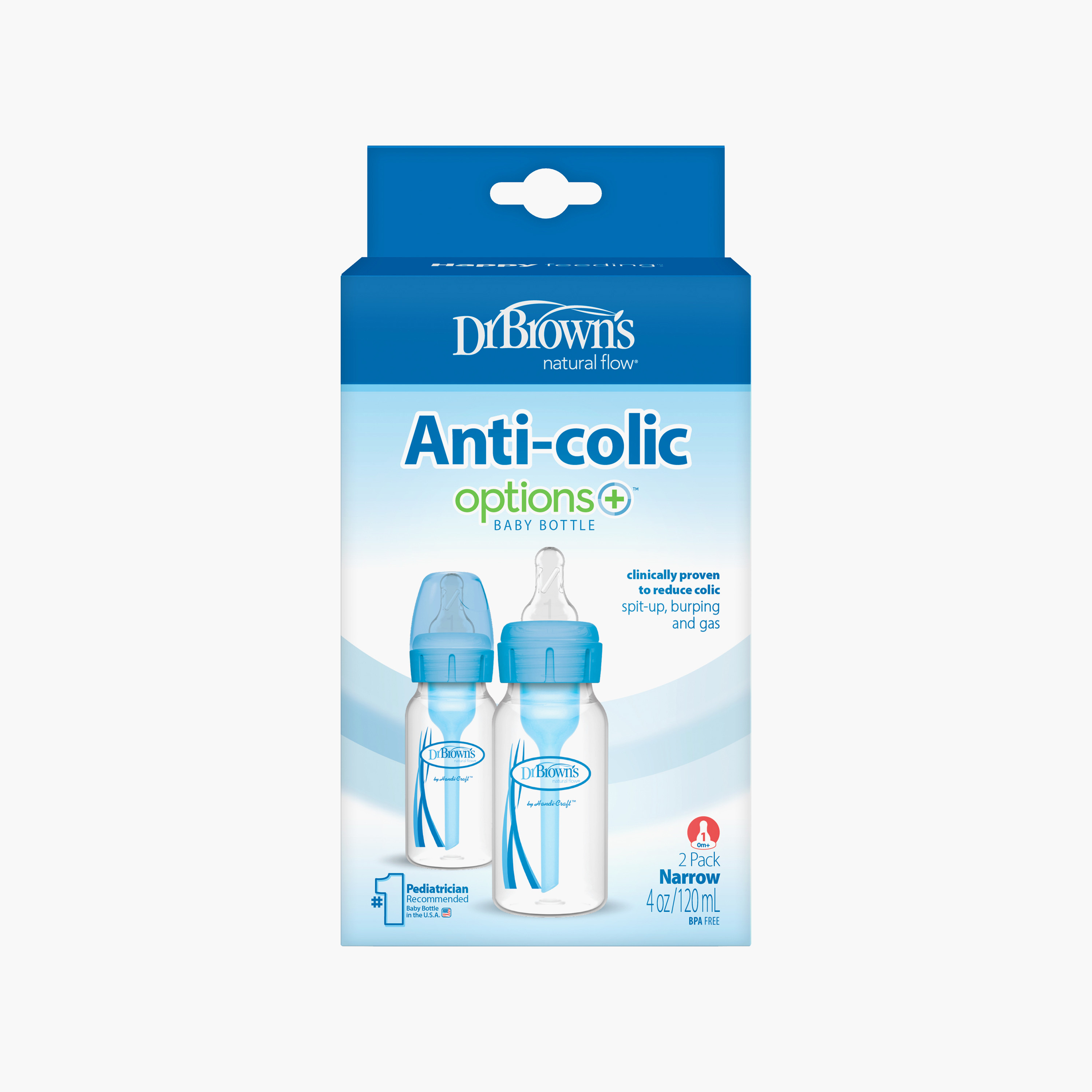 Dr. Brown's 2-Piece Anti-Colic Narrow Options+ Feeding Bottles - 120 ml-baby-feeding-feedingbottles-bottlesandteats-image-3