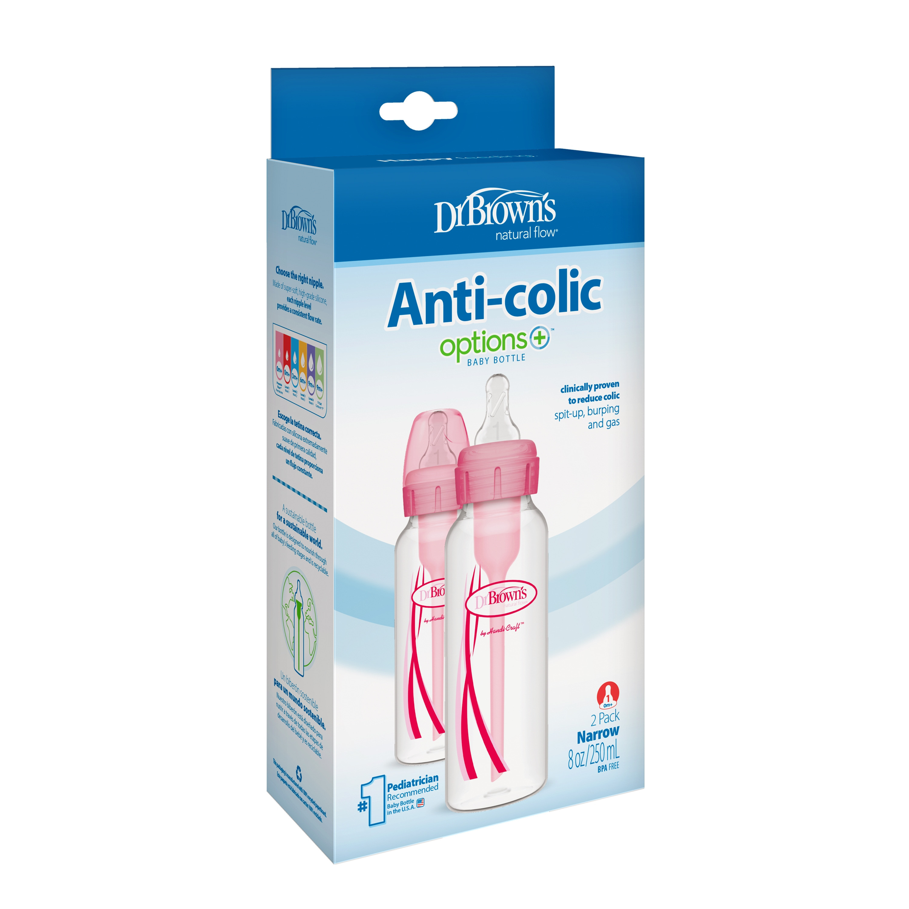 Dr. Brown's 2-Piece Narrow Options+ BPA Free Feeding Bottles - 250 ml-baby-feeding-feedingbottles-bottlesandteats-image-2