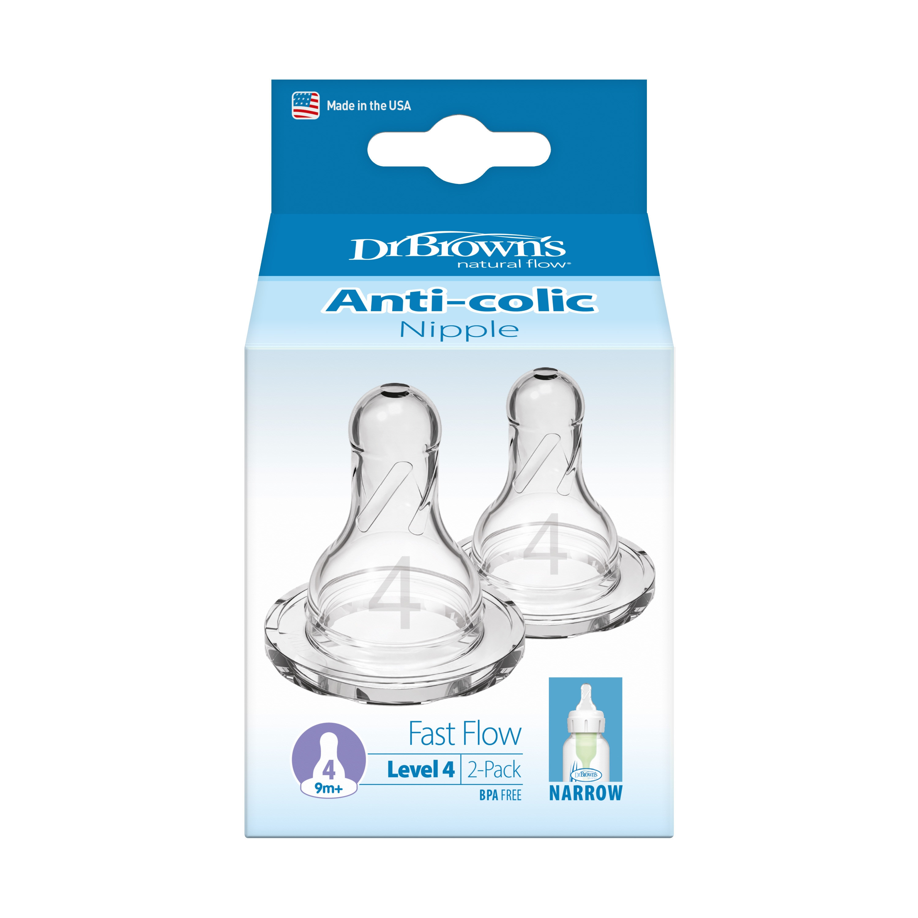 Dr. Brown's 2-Piece Level-4 BPA Free Silicone Narrow Nipples - 9 Months+-baby-feeding-feedingbottles-bottlesandteats-image-4