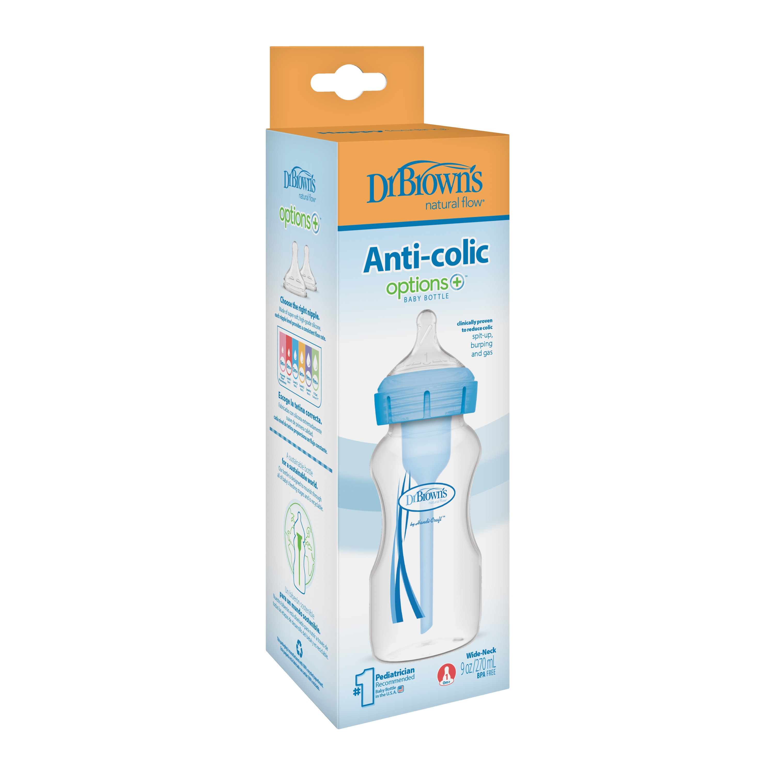 زجاجة رضاعة المضادة للمغص ذات العنق العريض أوبشنز+ - 270 مل من دكتور براونز-baby-feeding-feedingbottles-bottlesandteats-image-5