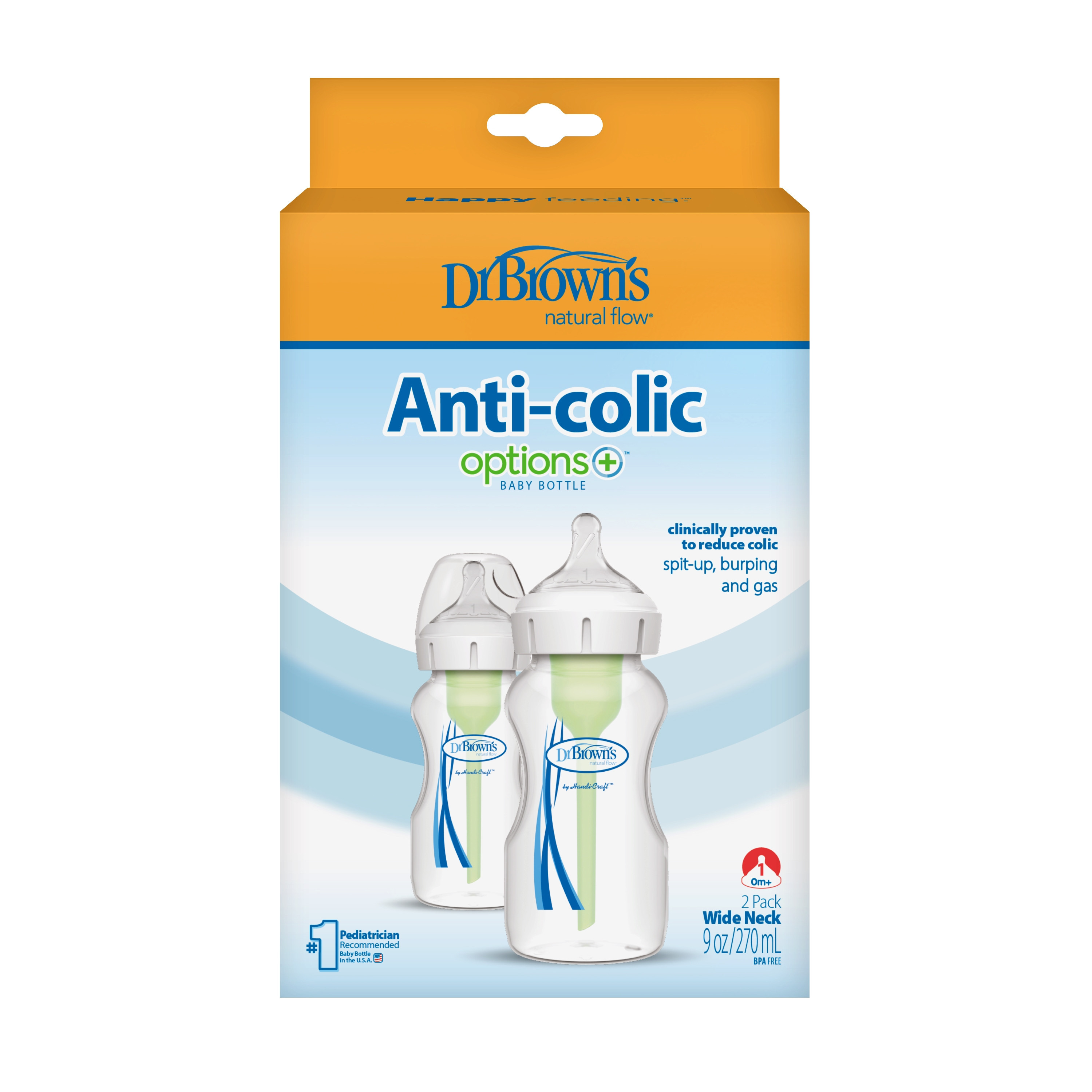 Dr. Brown's 2-Piece Wide Neck Option+ BPA Free Feeding Bottles - 270 ml-baby-feeding-feedingbottles-bottlesandteats-image-3