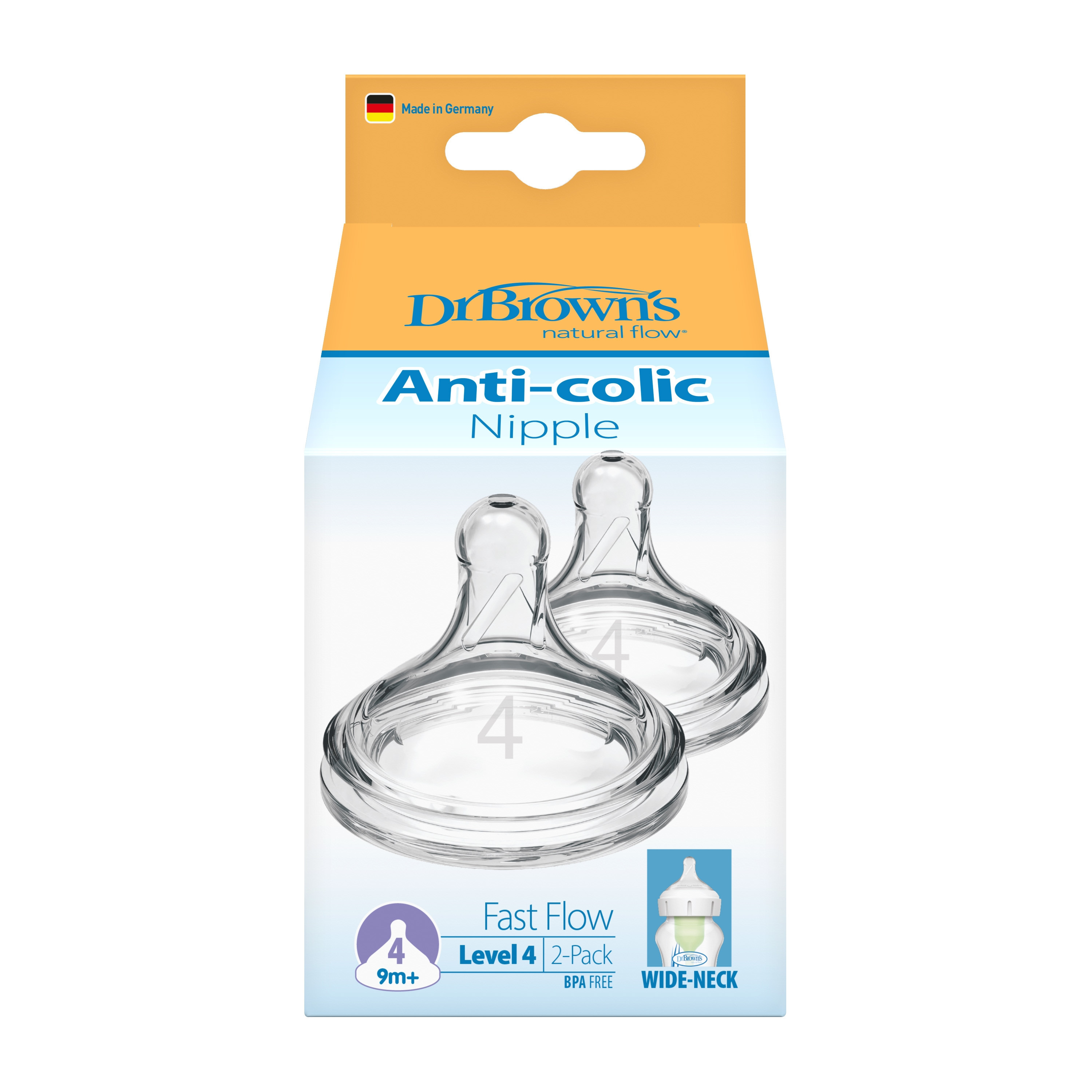 Dr. Brown's 2-Piece Level-4 Wide Neck Option+ BPA Free Nipples - 9 months+-baby-feeding-feedingbottles-bottlesandteats-image-5