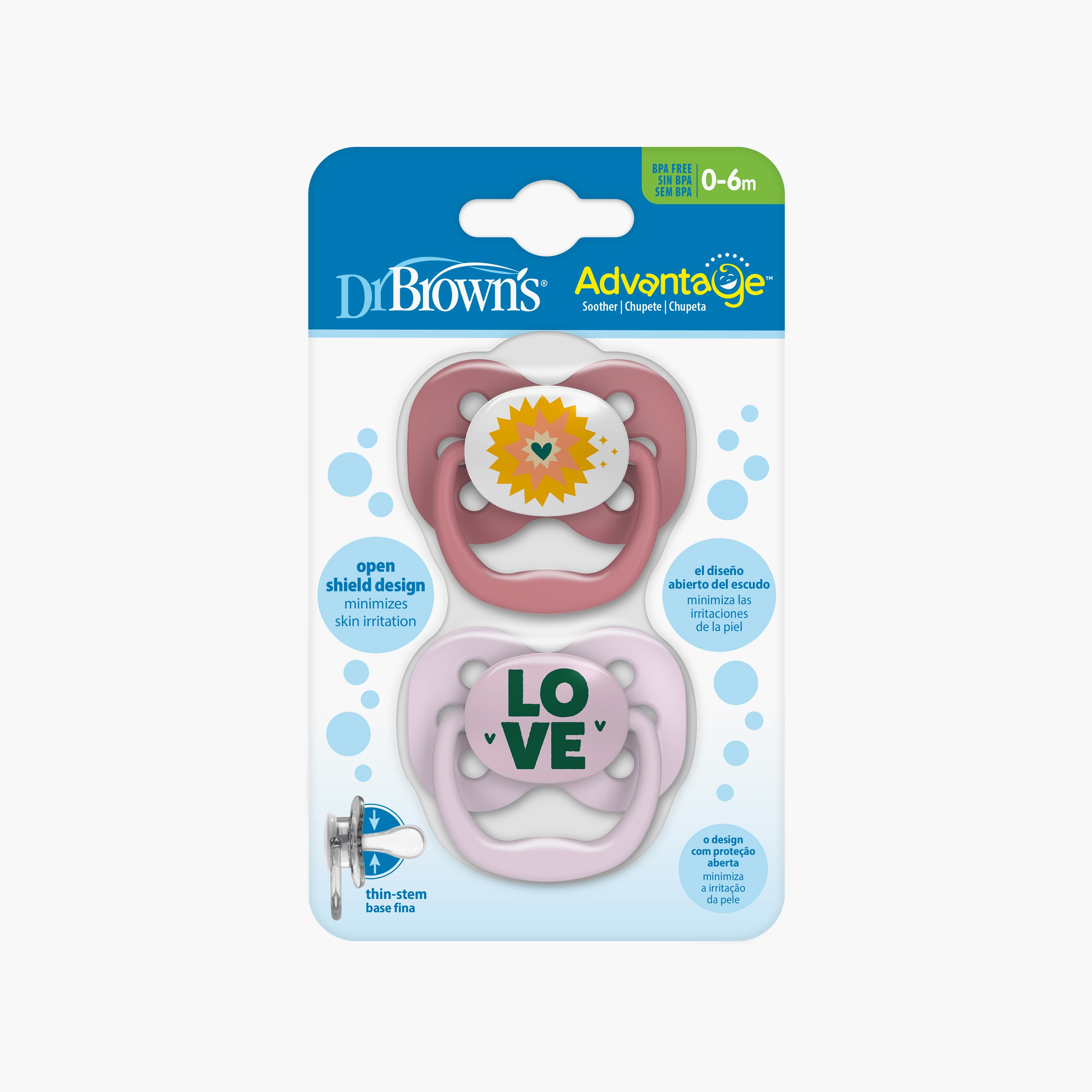 Dr. Brown's 2-Piece Stage-1 BPA Free Pacifiers - Pink - 0-6 Months-baby-feeding-pacifiers-image-3