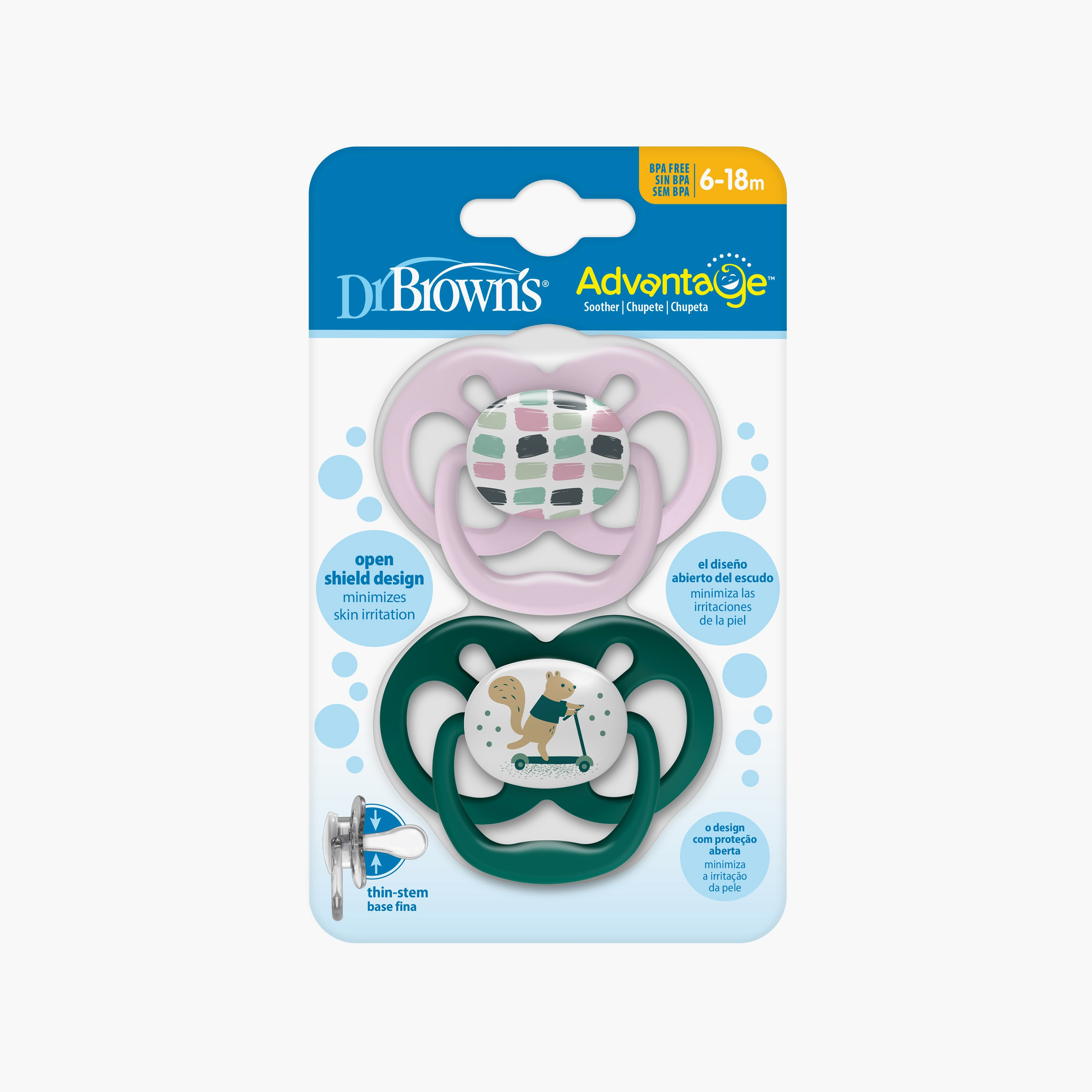 Dr. Brown's 2-Piece Stage-2 BPA Free Pacifiers - Pink & Green - 6-18 Months-baby-feeding-pacifiers-image-3