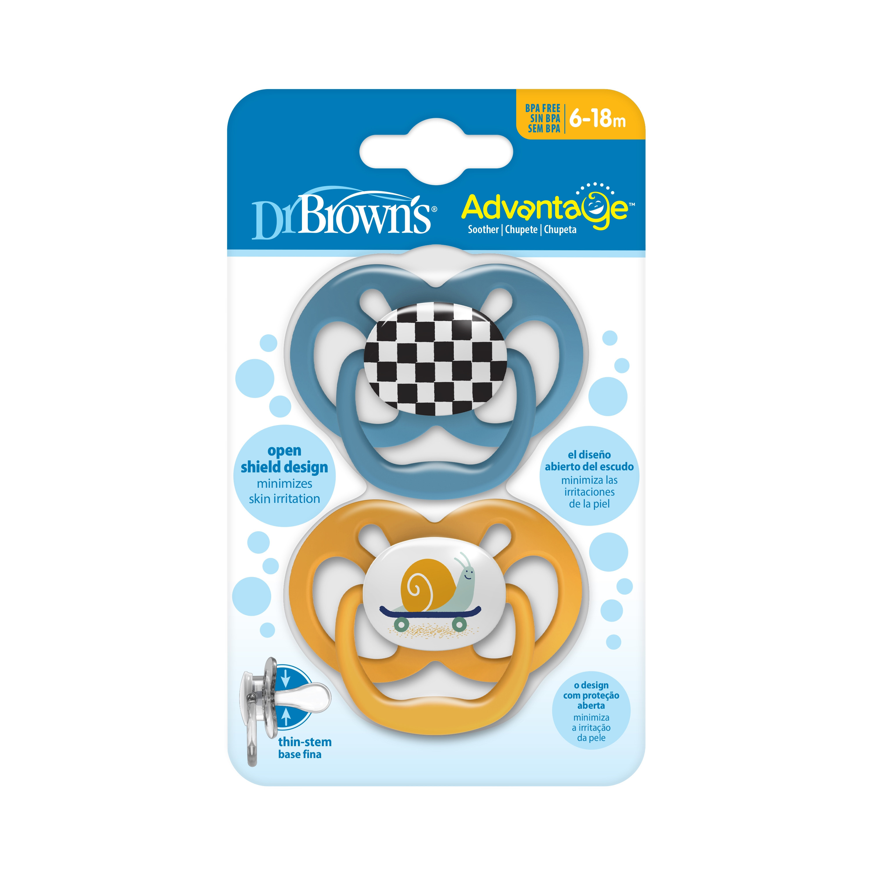 Dr. Brown's 2-Piece Stage-2 BPA Free Pacifiers - Yellow & Blue - 6-18 Months-baby-feeding-pacifiers-image-3