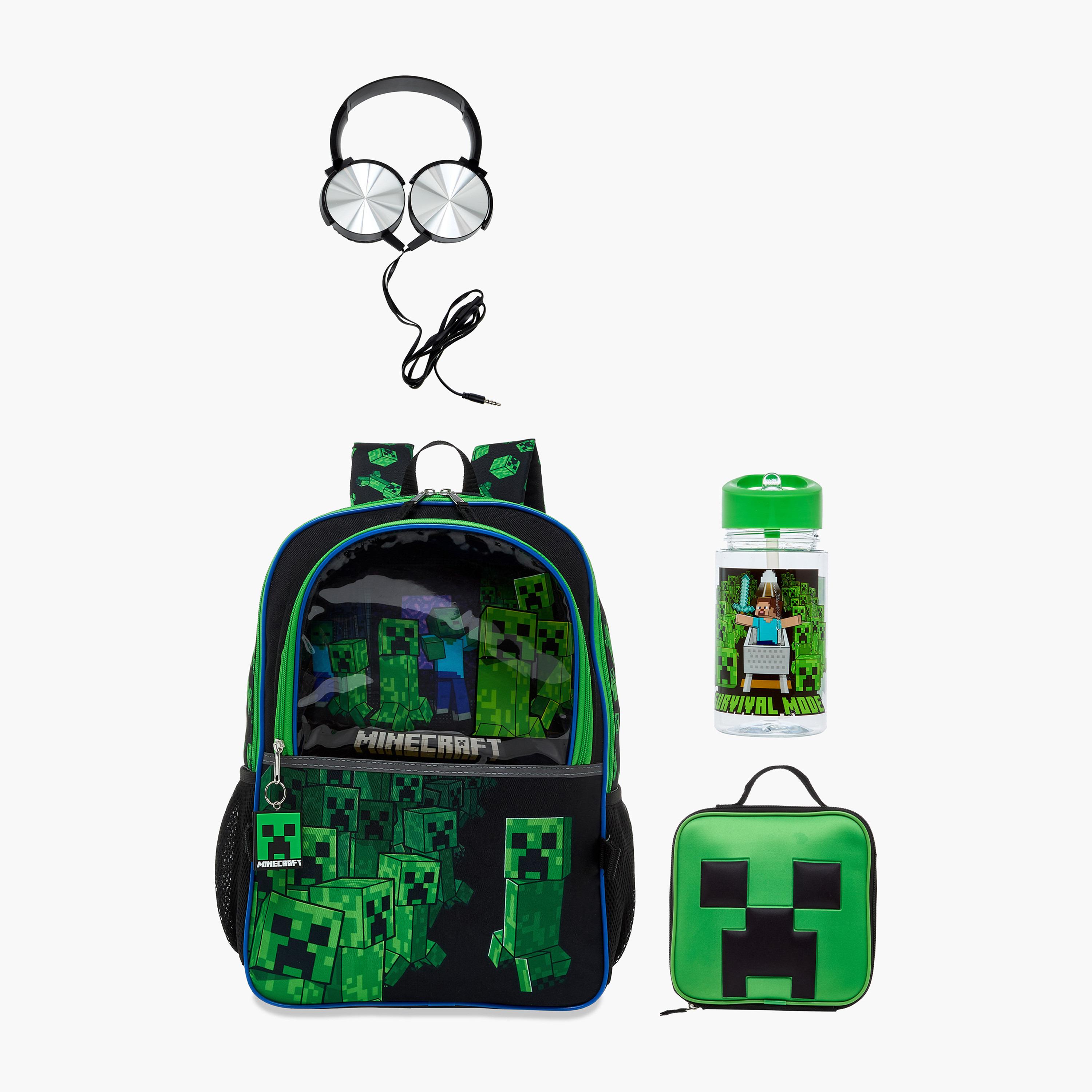 طقم شنط ظهر 4 قطع بطبعات كريبر ماينكرافت - 16 بوصة-school-bagsandbackpacks-sets-image-1