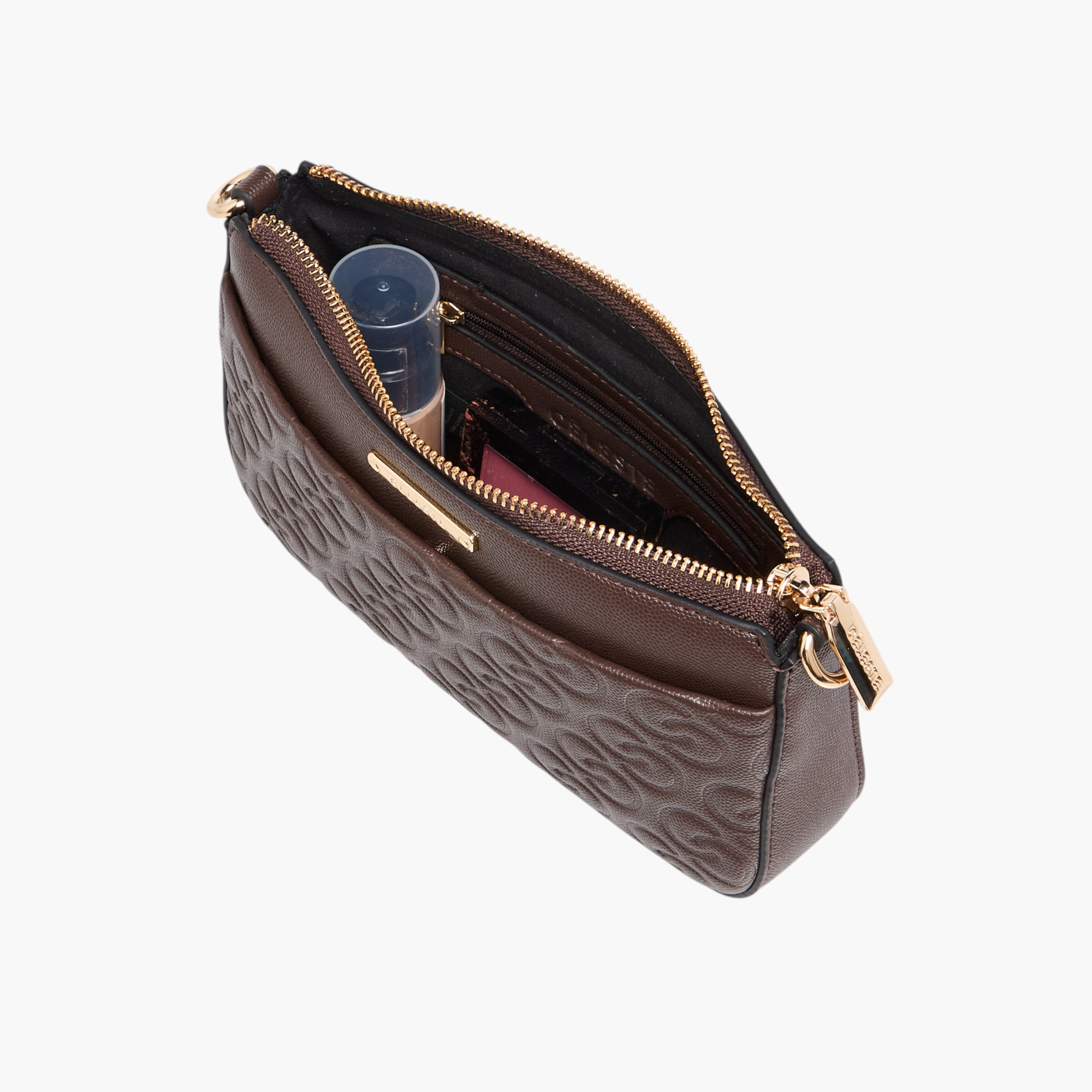 شنطة كروس بودي بنقوش مونوجرام وحزام سلسلة قابل للفصل وسحاب إغلاق من سيليست-women-bagsandwallets-handbags-image-7
