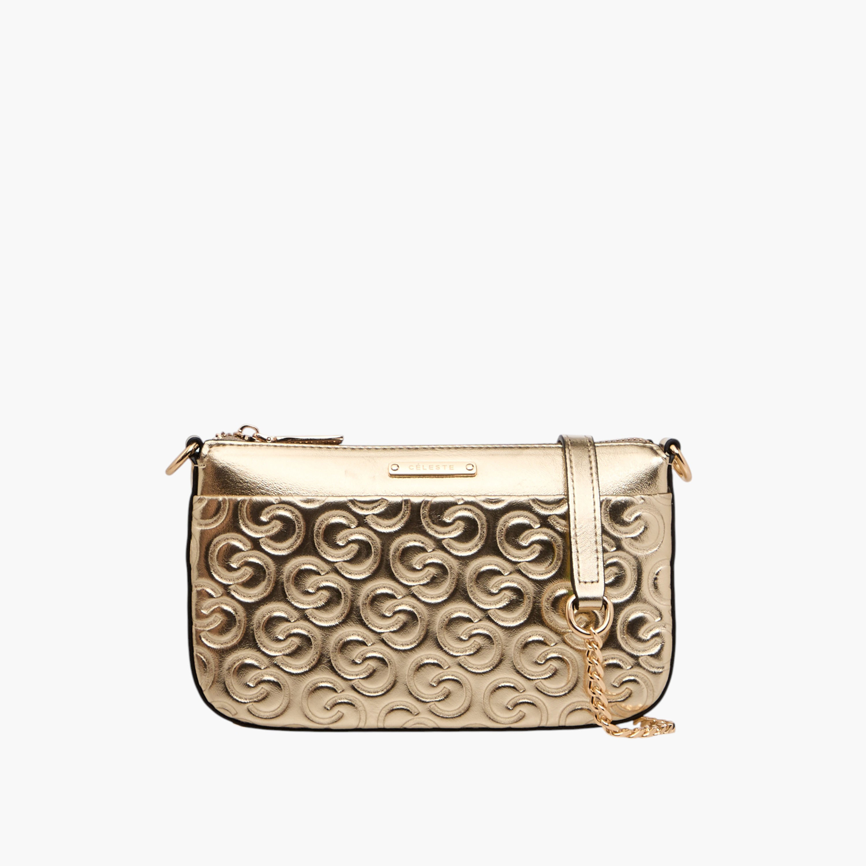 شنطة كروس بودي بحزام سلسلة قابل للفصل ونقوش مونوجرام من سيليست-women-bagsandwallets-handbags-image-1