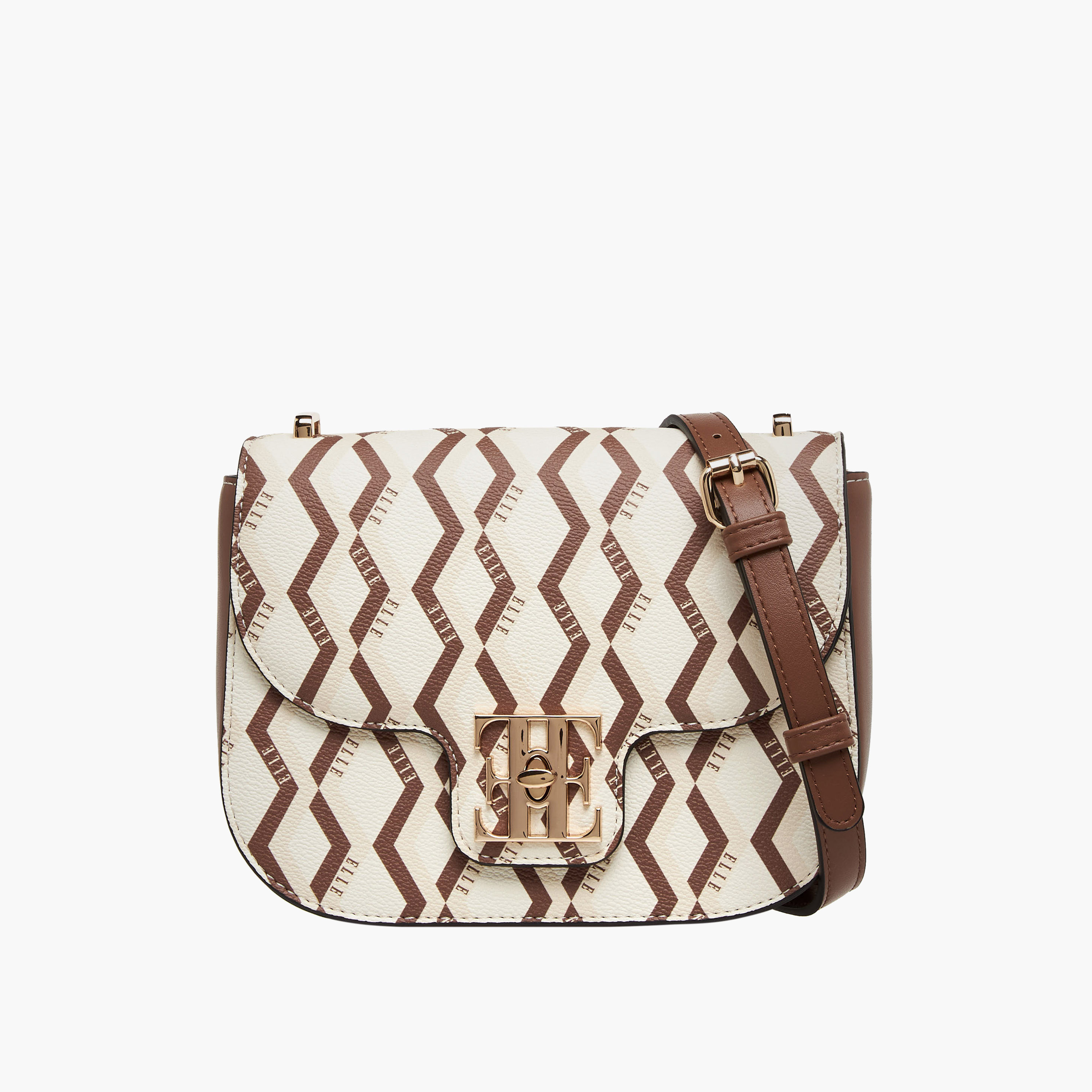 Elle Monogram Print Crossbody Bag with Adjustable Strap-women-bagsandwallets-handbags-image-1