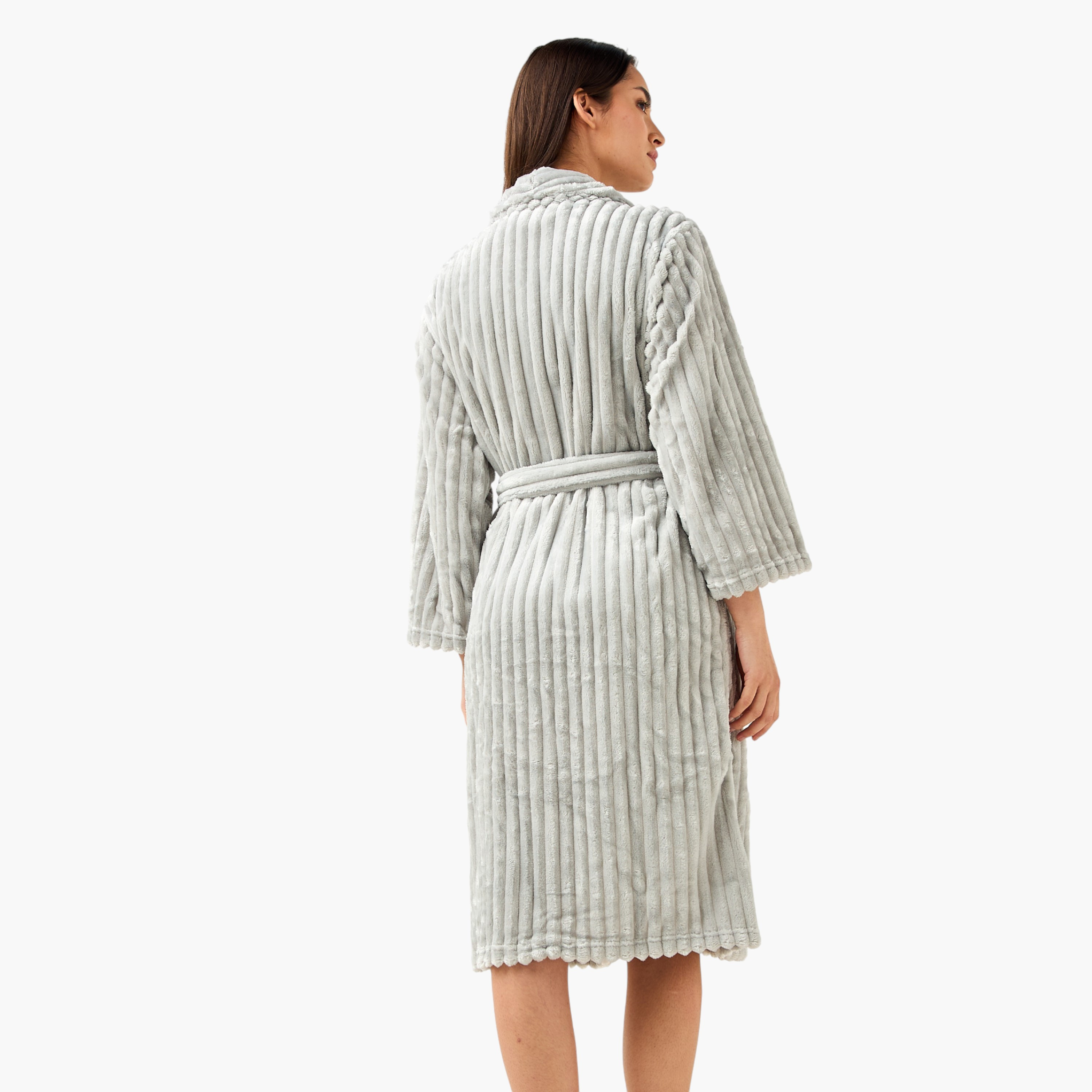 Ribbed Bathrobe with Pockets and Long Sleeves-household-bathandlaundry-bathlinen-bathrobesandslippers-bathrobes-image-4