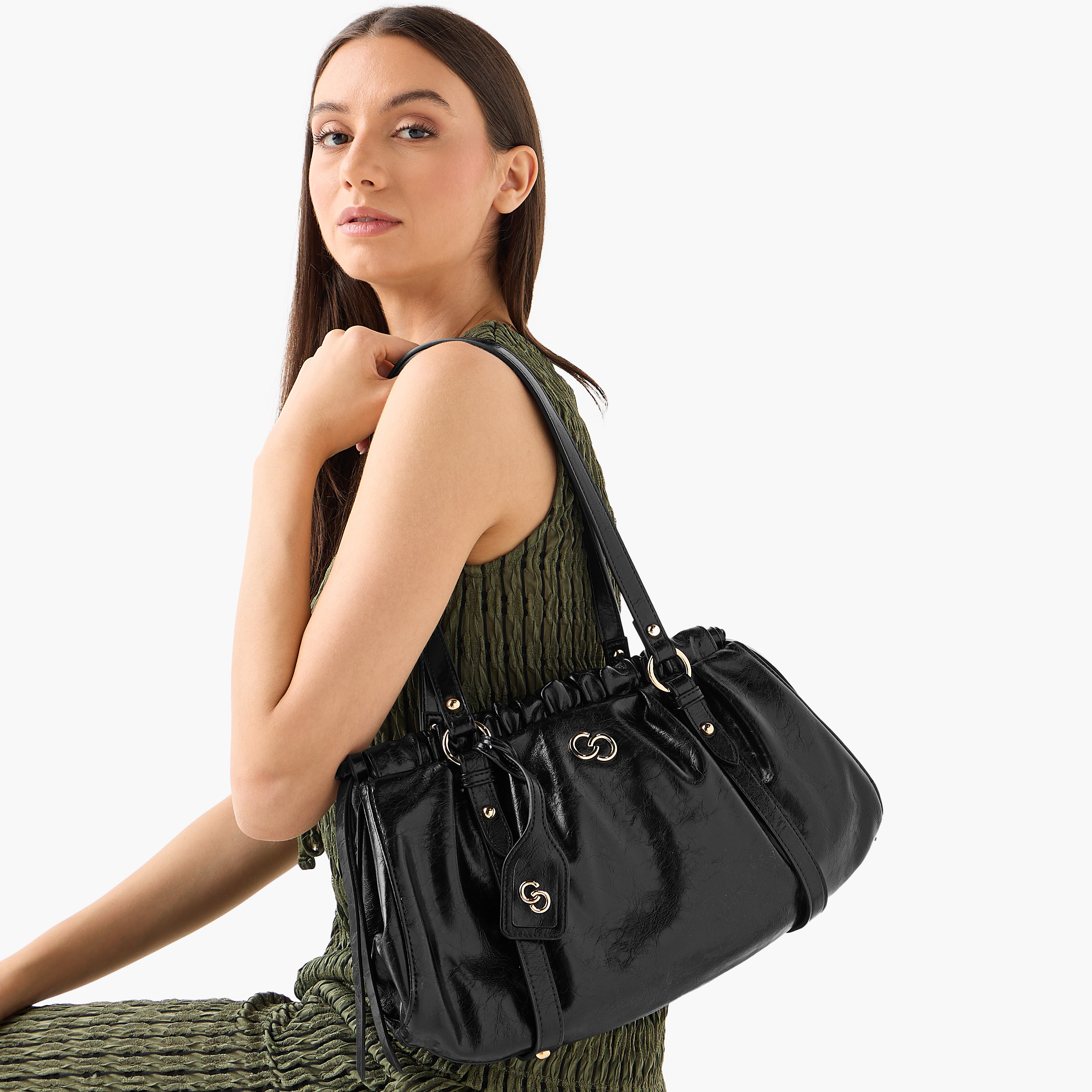 Celeste Solid Shoulder Bag with Ruched Detail-women-bagsandwallets-handbags-image-2