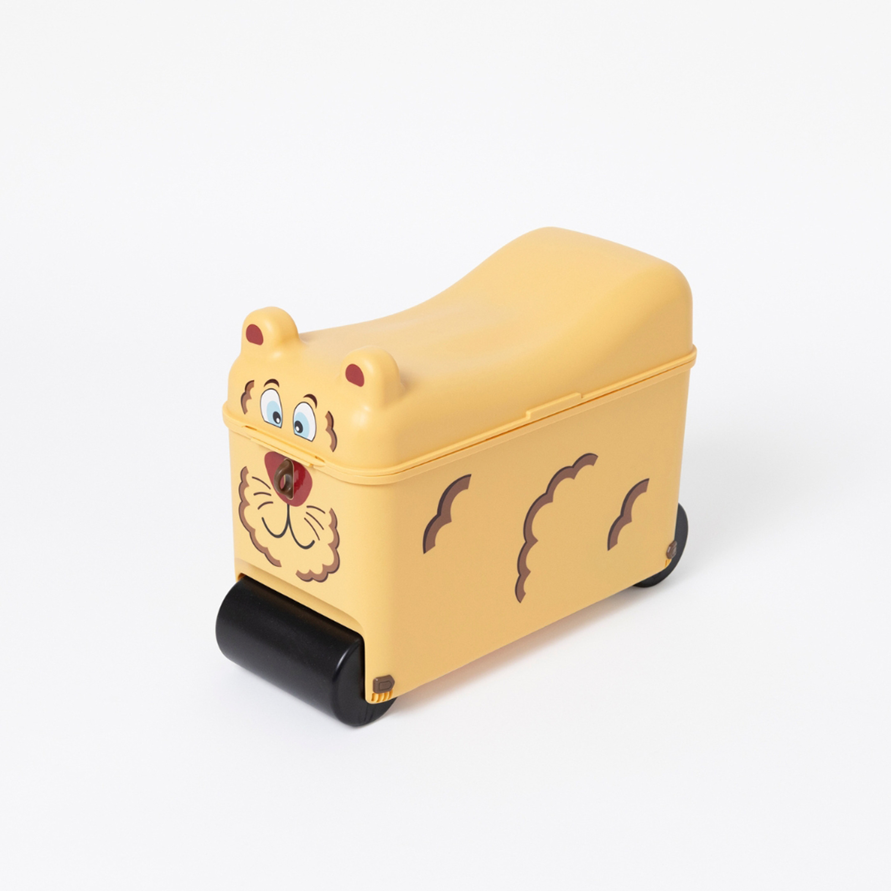 Little Rolla Top Loading Ride-On Suitcase - Lion - Yellow-travel-kidstrolleyandbags-image-1